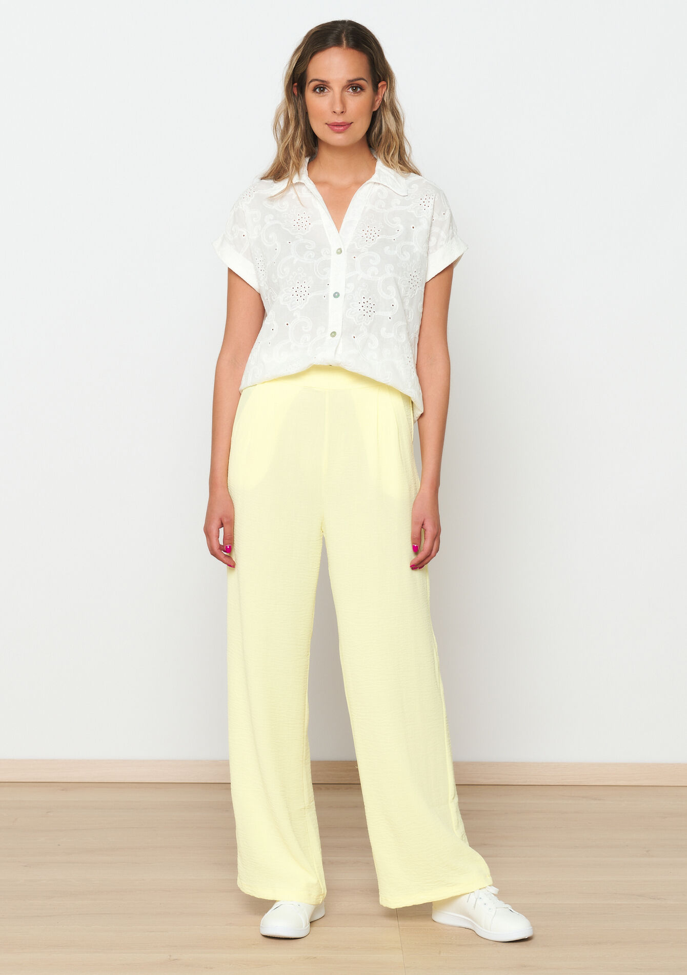Wijde pantalon - YELLOW PASTEL - 06600821_5004