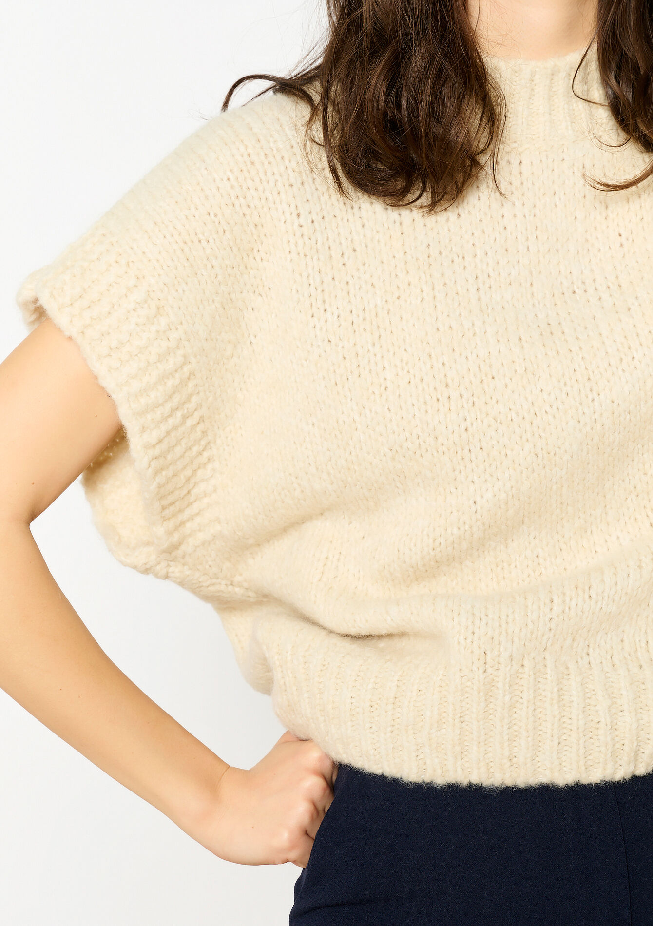 Sleeveless sweater, Sleeveless sweater - VANILLA WHITE - 04006868_1013