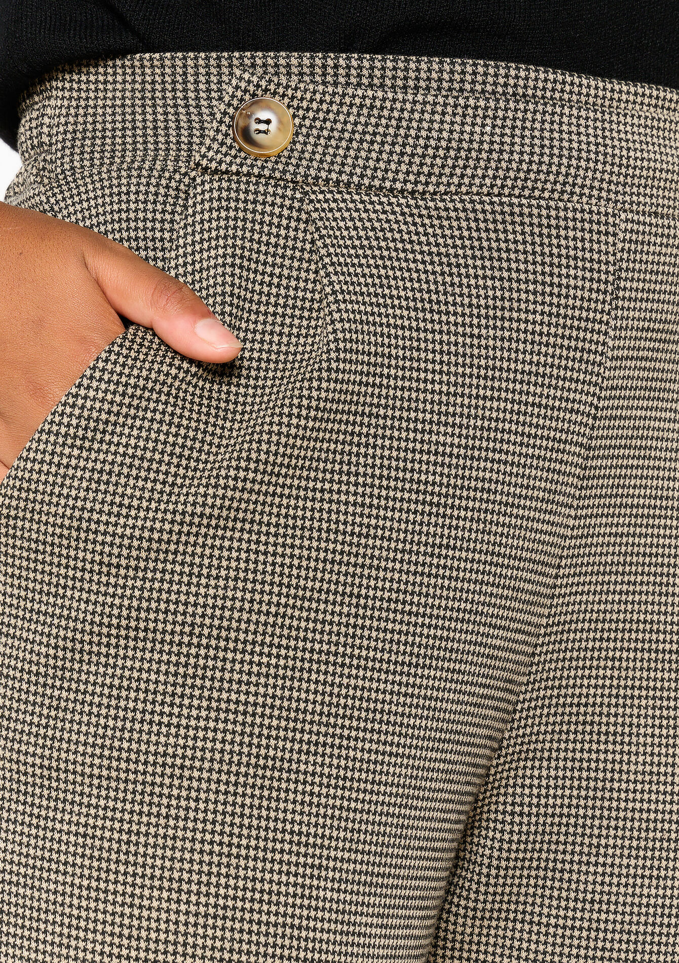 Trousers with pied-de-poule print, Trousers with pied-de-poule print - BLACK - 1114656