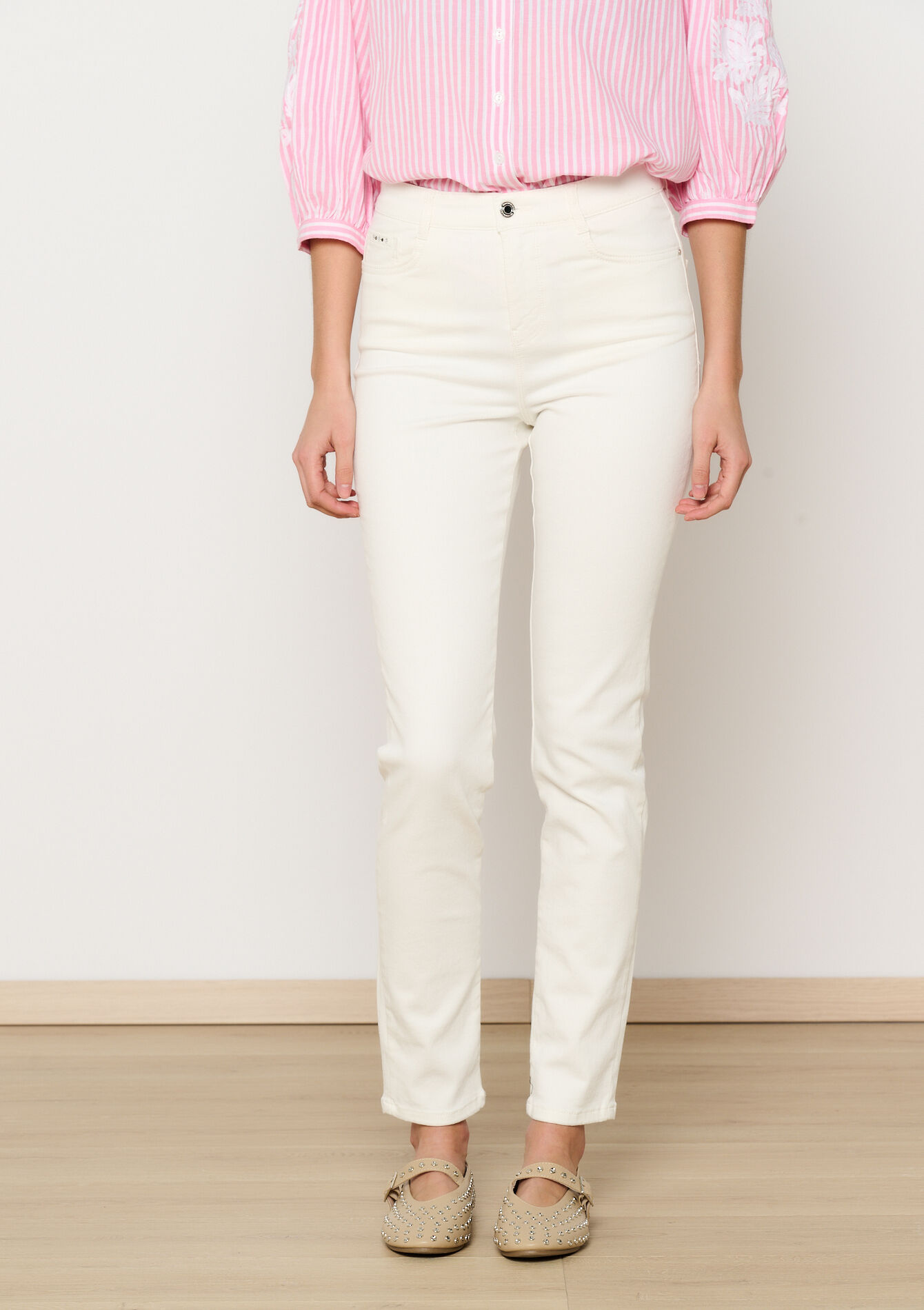 Multiple size slimfit broek - OFFWHITE - 06004569_1001