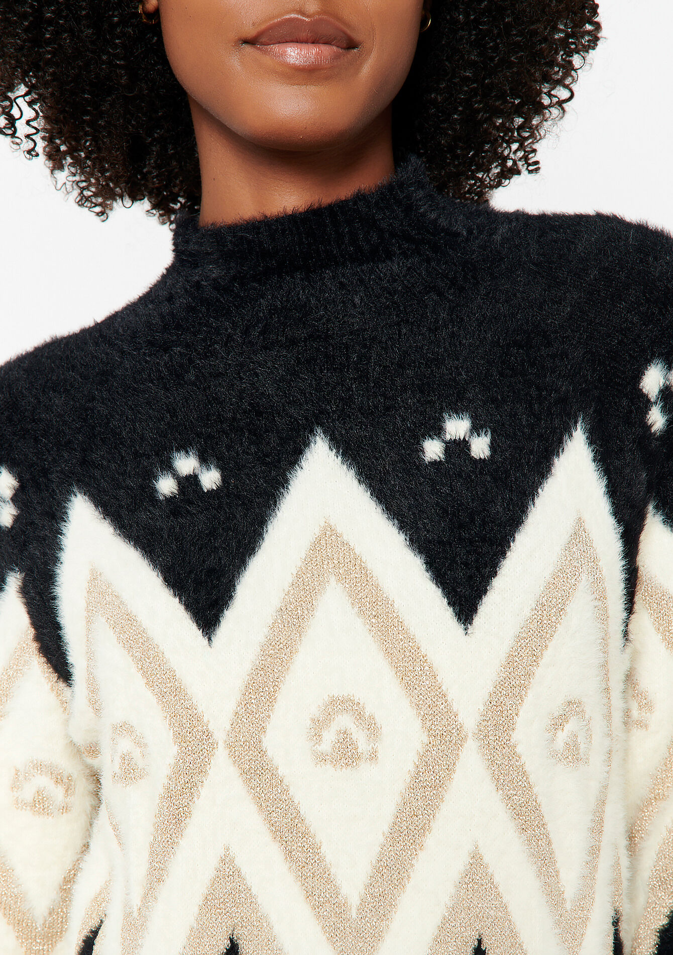 Jacquard pullover with print - BLACK - 04006197_1119