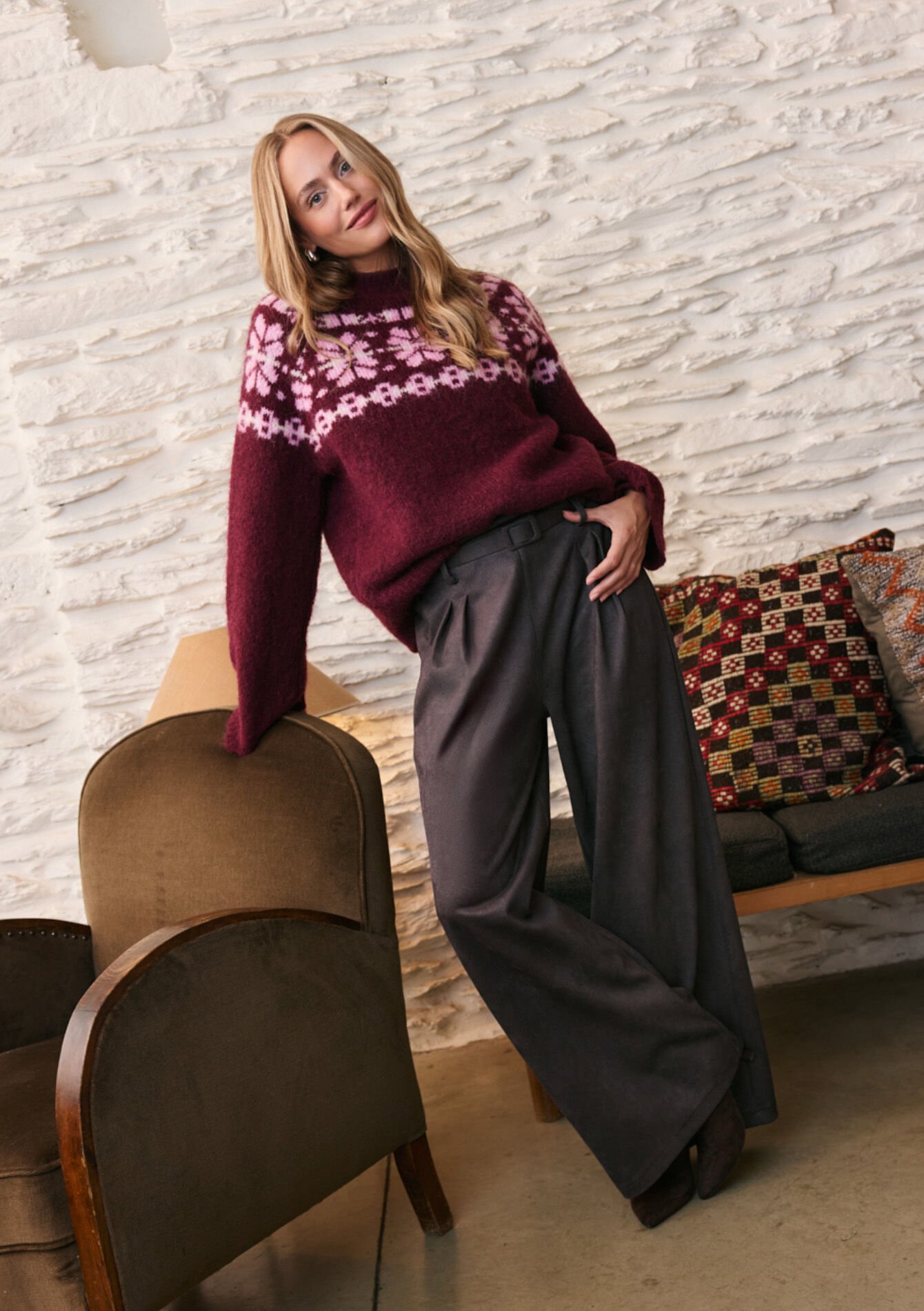 Pantalon ceinturé à pinces, Pantalon ceinturé à pinces, , back