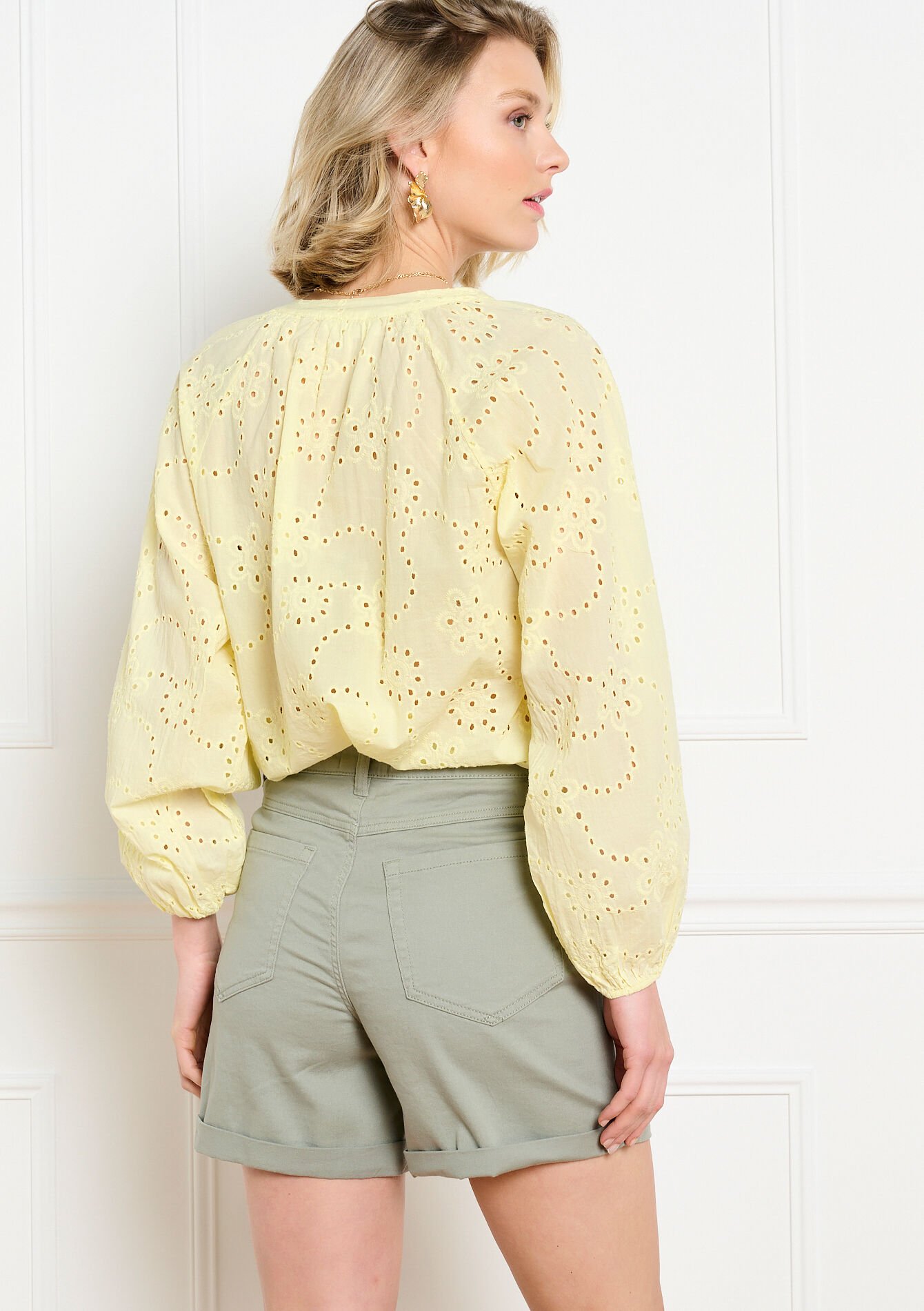 Broderie blouse lange mouwen, Broderie blouse lange mouwen - YELLOW PASTEL - 05703112_5004