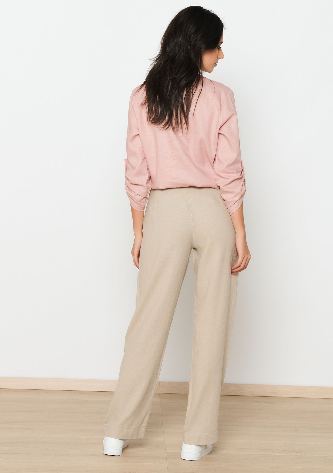 Getailleerde linnen broek, Getailleerde linnen broek - LIGHT TAUPE - 06100574_2572