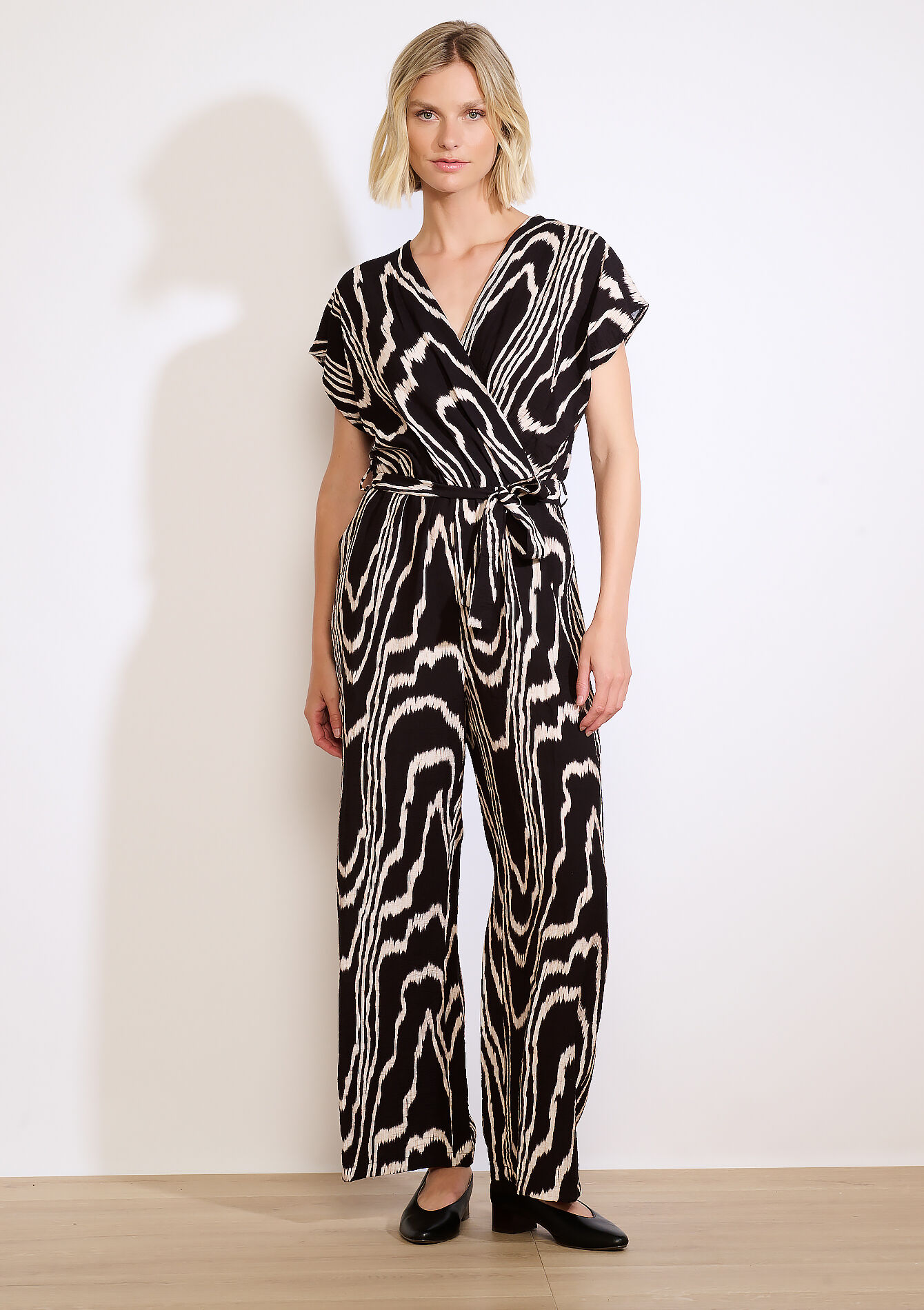 Combinaison imprimée ceinturée, Combinaison imprimée ceinturée - BLACK - 06004658_1119