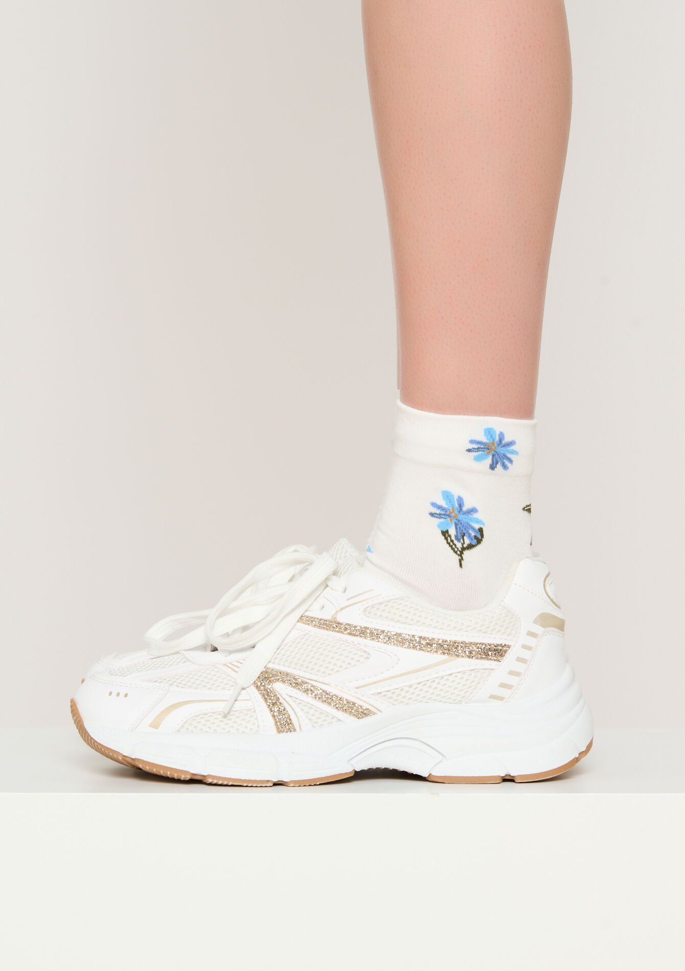 Sokken met bloemenmotief - AQUA BLUE - 17101426_3302