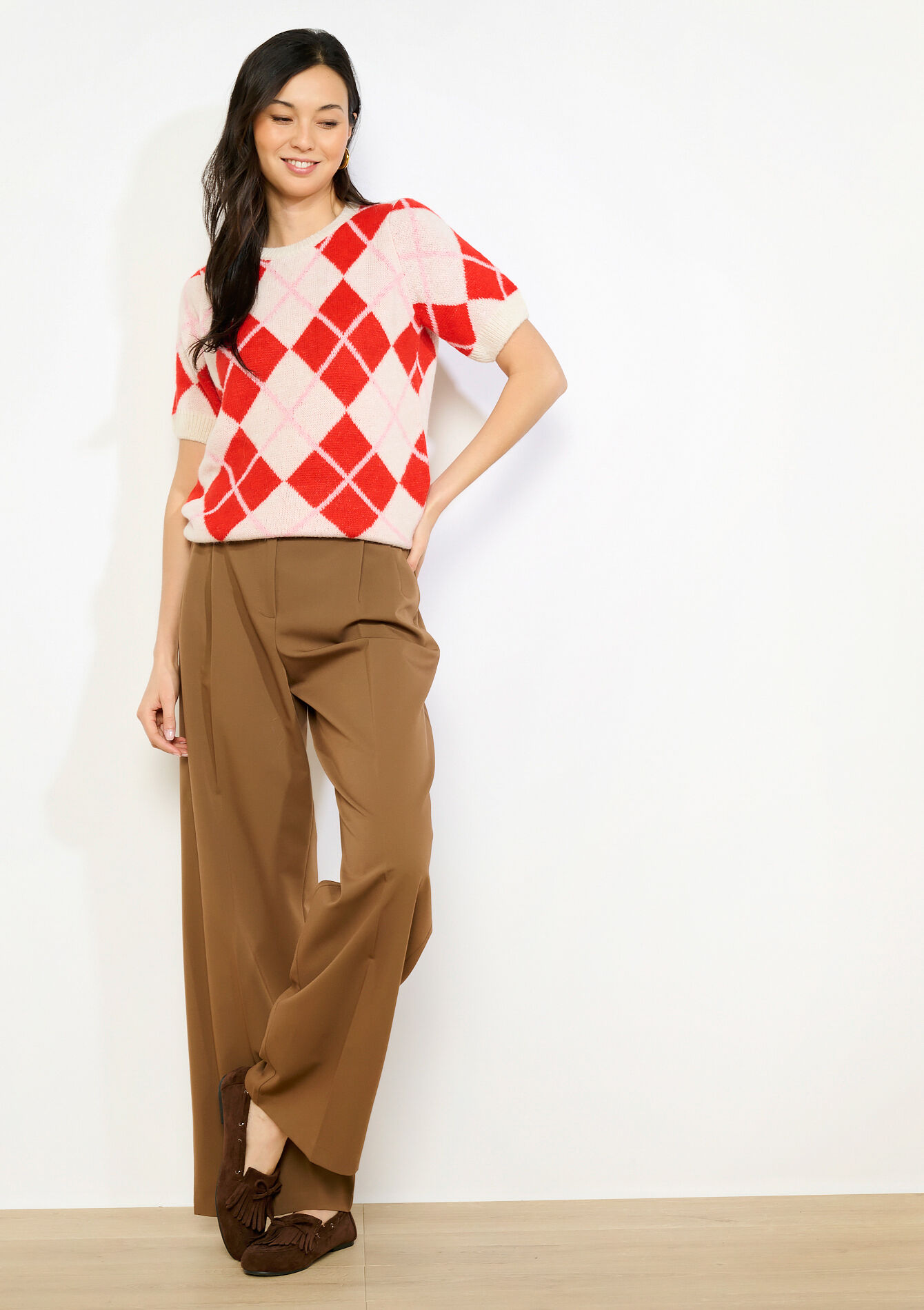 Pull à losanges doux - RED PAPRIKA - 04007200_1293