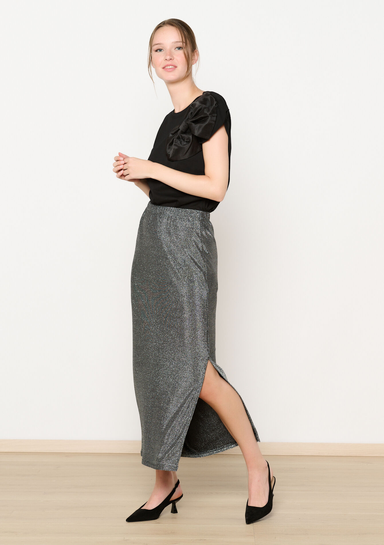 Maxirok in lurex - BLACK - 07101283_1119