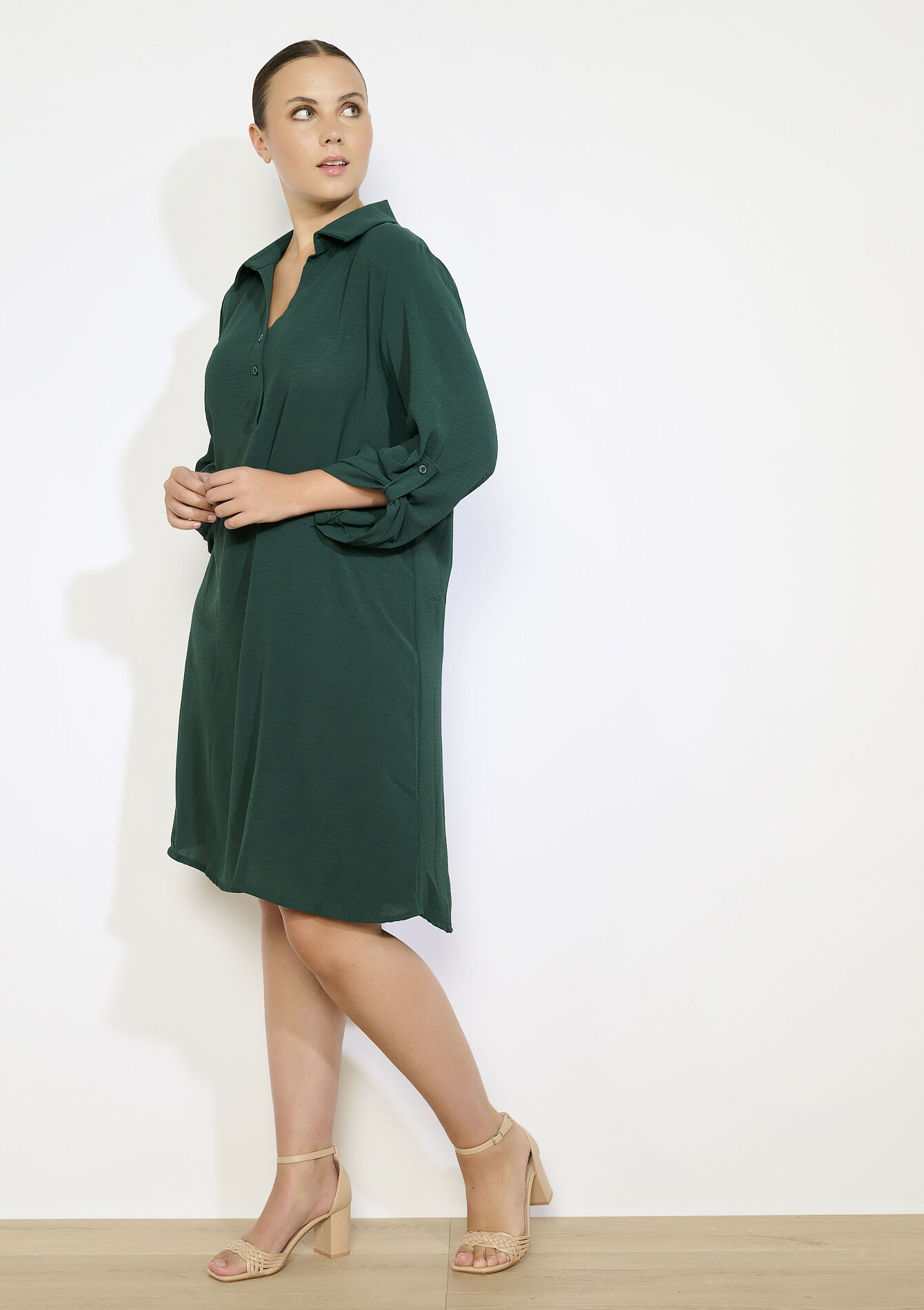 Polojurk met knopen - BOTTLE GREEN - 08104271_1778