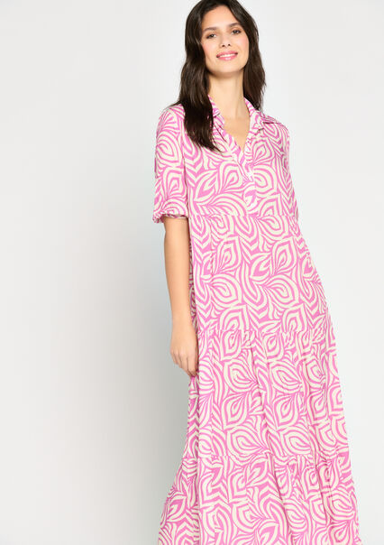 Maxi dress with graphic print - PINK BUBBLEGUM - 08601981_1477