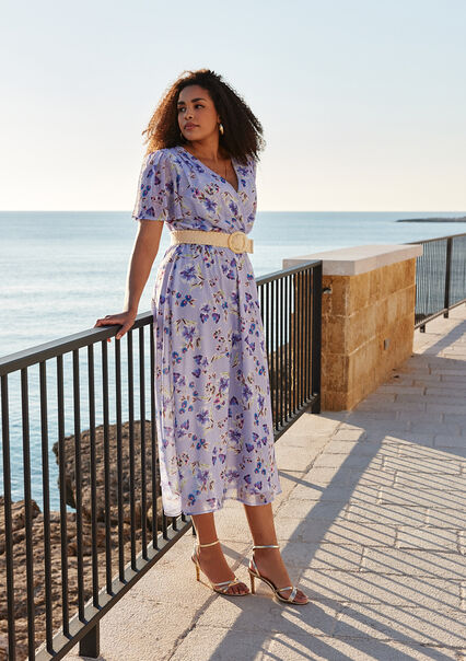 Maxi dress with floral print - PASTEL LILAC - 08601915_1493