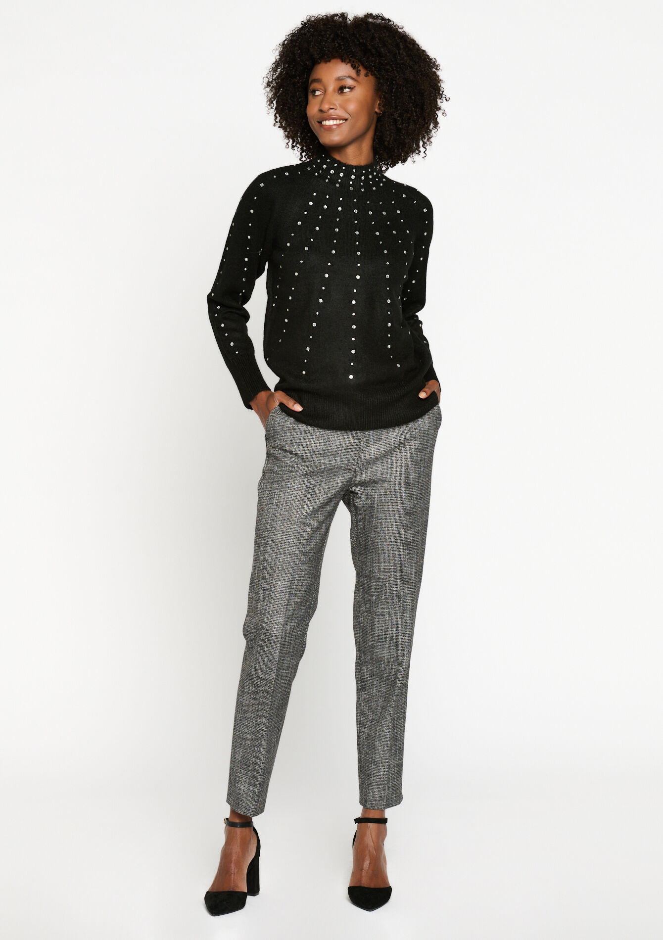 Turtleneck with diamonds - BLACK - 04006164_1119