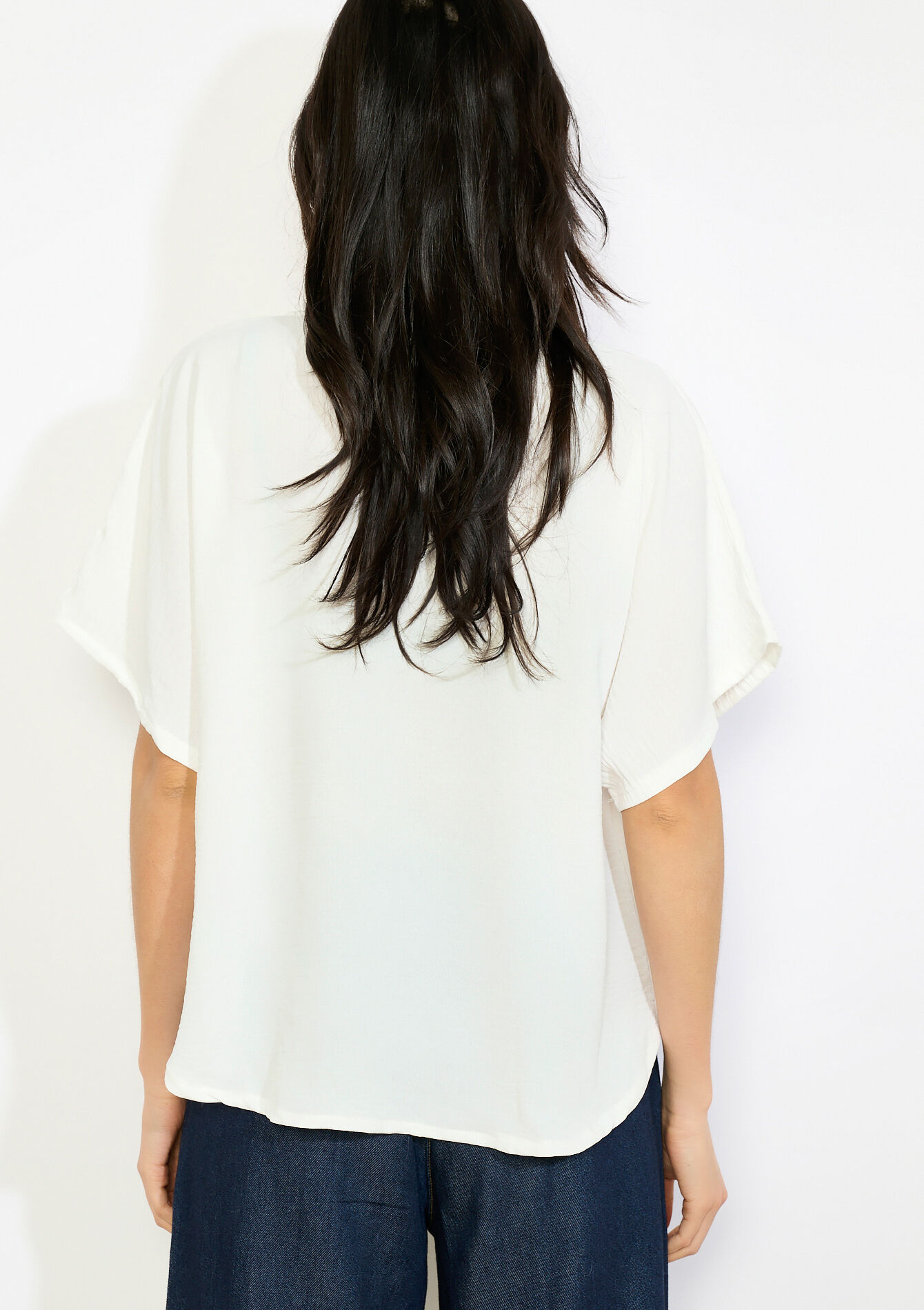 Blouse fluide à manches courtes - OPTICAL WHITE - 05703048_1019