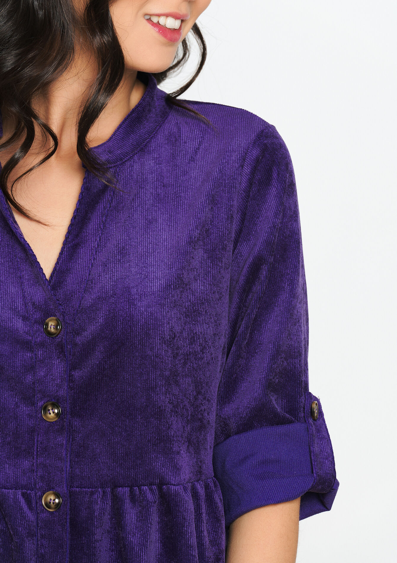 Robe-chemise en velours côtelé, Robe-chemise en velours côtelé - PURPLE - 08103467_5902