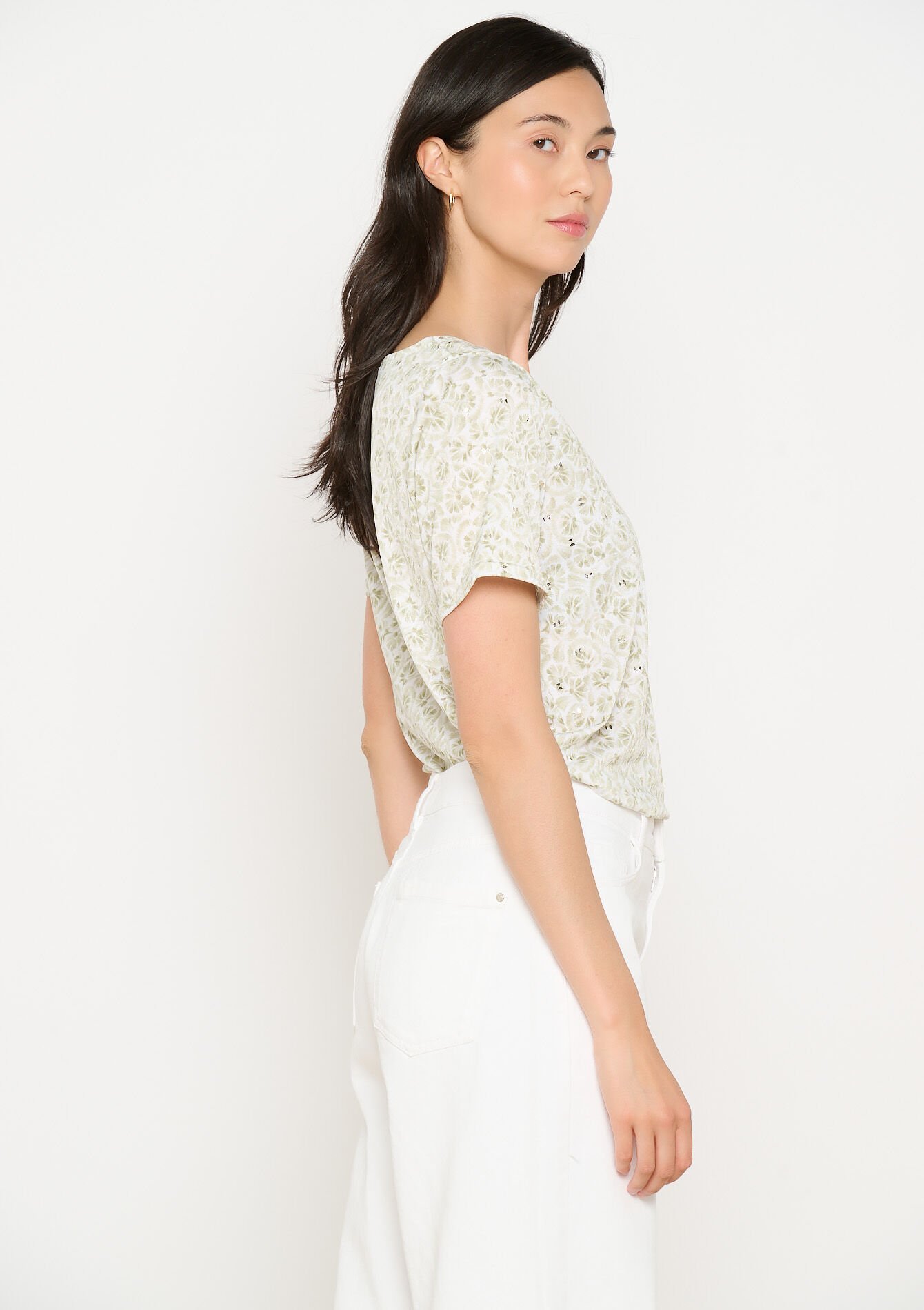 Printed v-neck blouse, Printed v-neck blouse - KHAKI FADED - 02301853