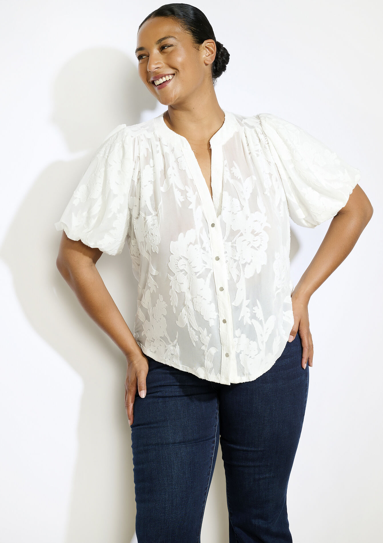 T-shirt en jacquard boutonné, T-shirt en jacquard boutonné - OFFWHITE - 02301891