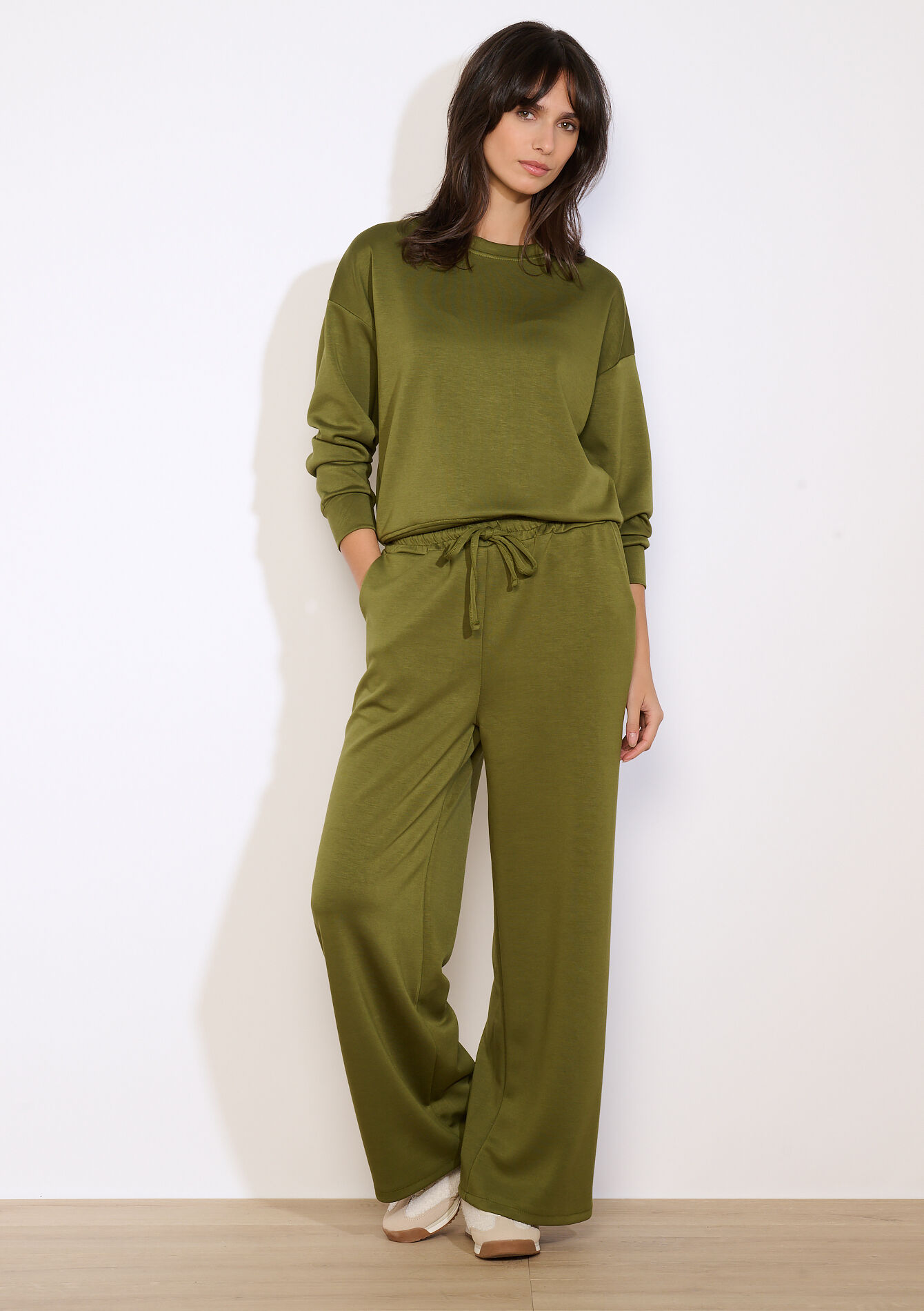 Losvallende relaxbroek, Losvallende relaxbroek - GREEN MOSS - 15100401_4504