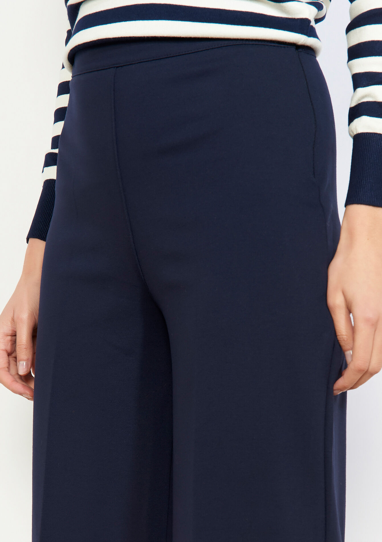 Vloeiende wide leg broek - NAVY BASIC - 06601104_2723