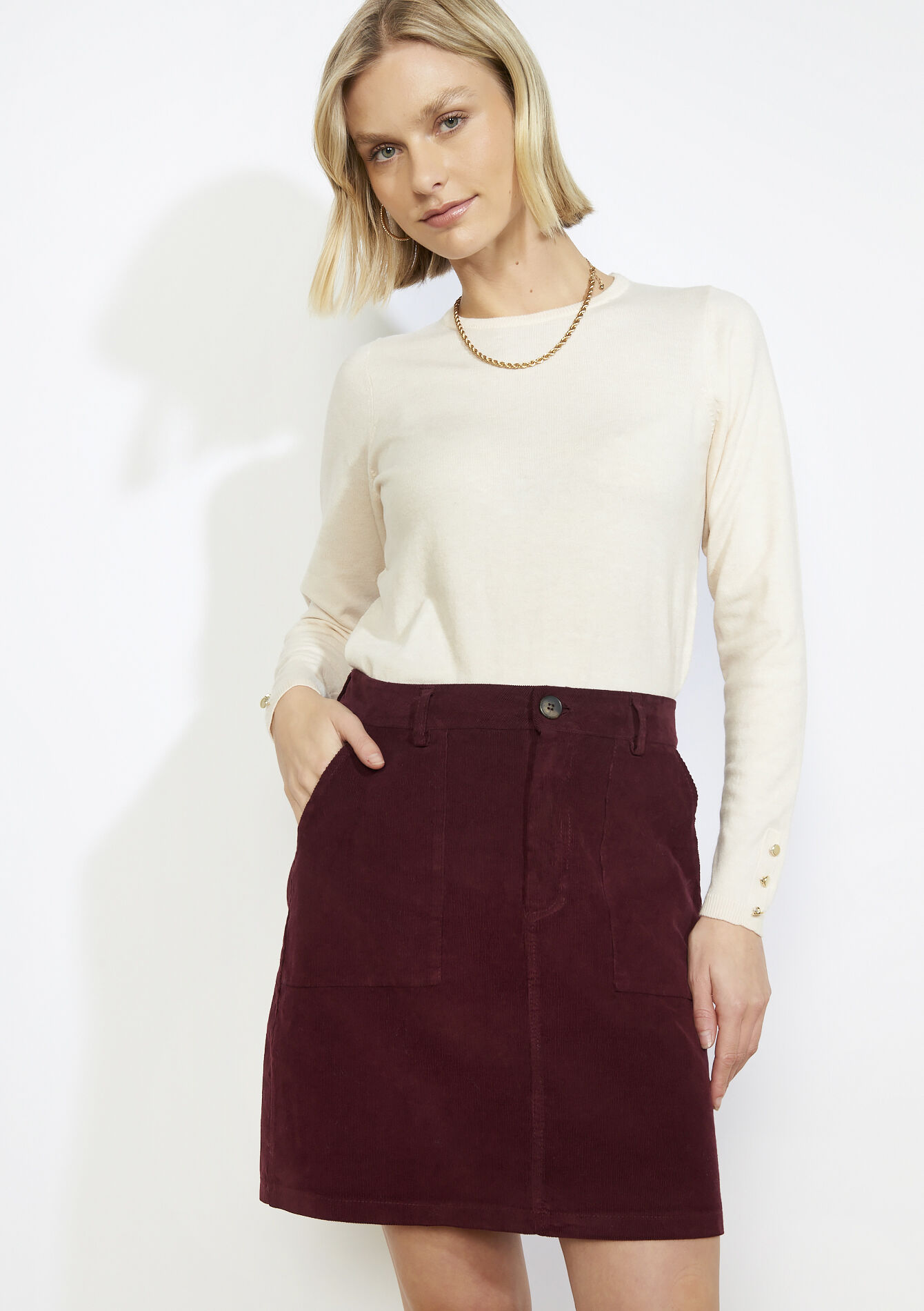 Ribfluwelen minirok, Ribfluwelen minirok - BORDEAUX WINE - 07101473_5514