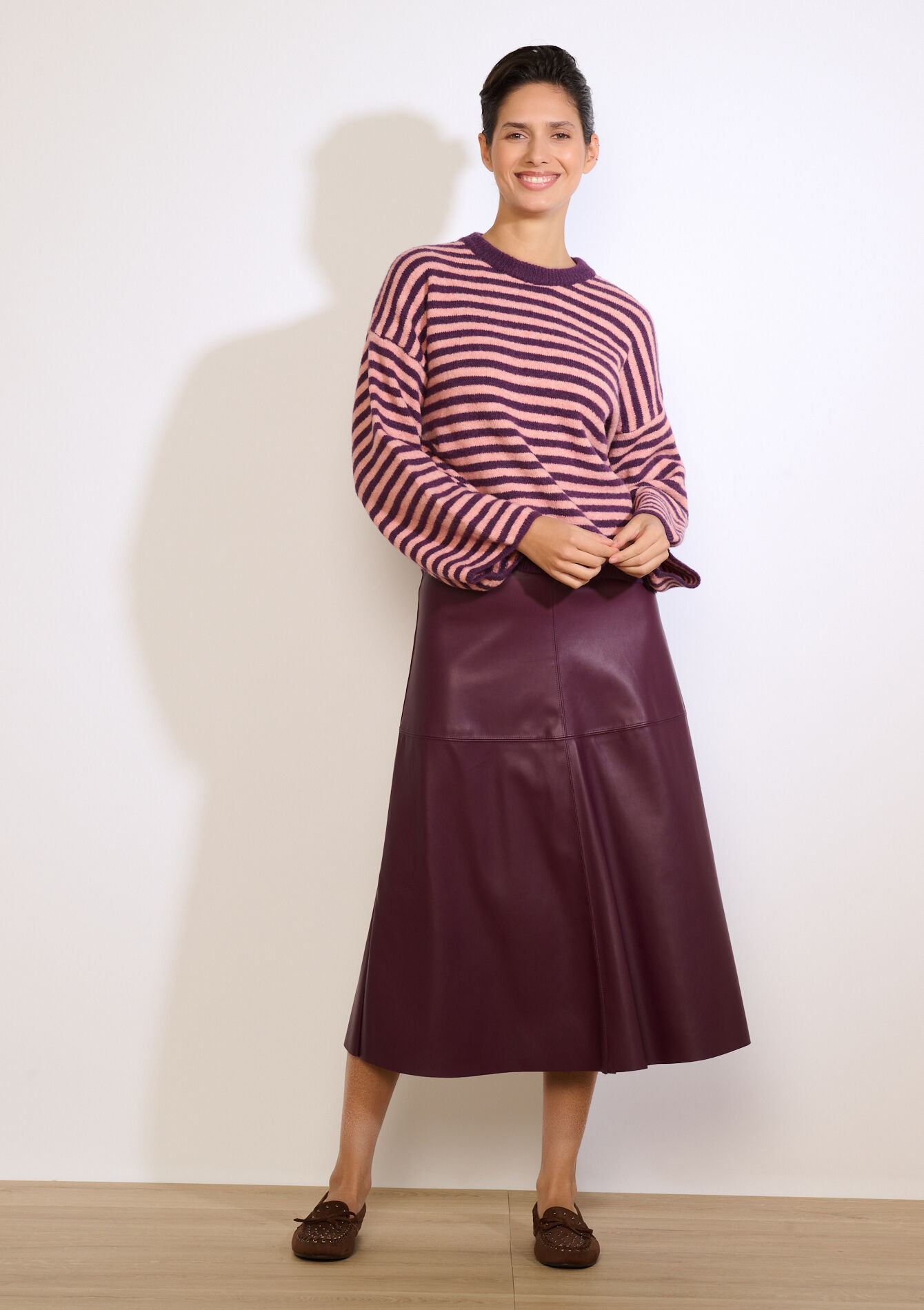 Oversized gestreepte trui, Oversized gestreepte trui - PURPLE - 04007108_5902