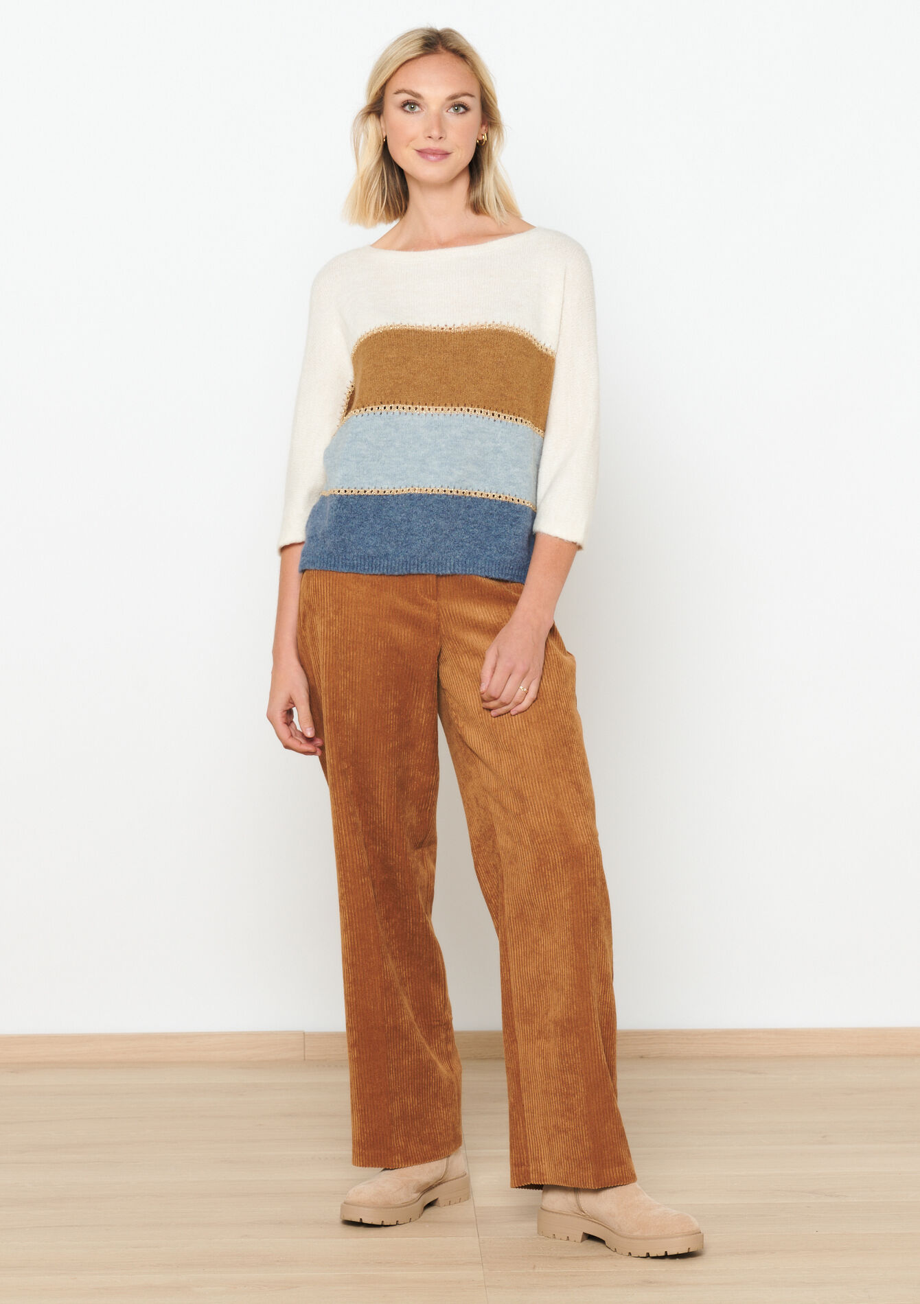 Colourblock pullover with lurex, Colourblock pullover with lurex - BLUE PASTEL - 04006361_3003
