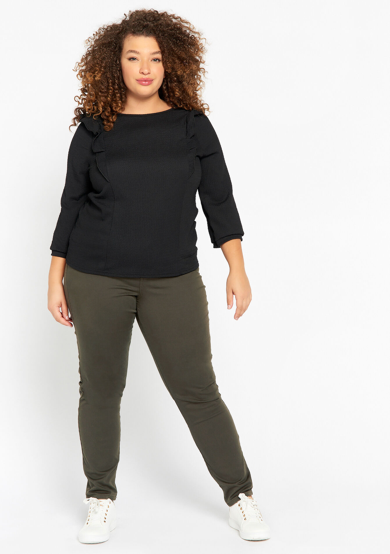 T-shirt with frills - BLACK - 02301478_1119