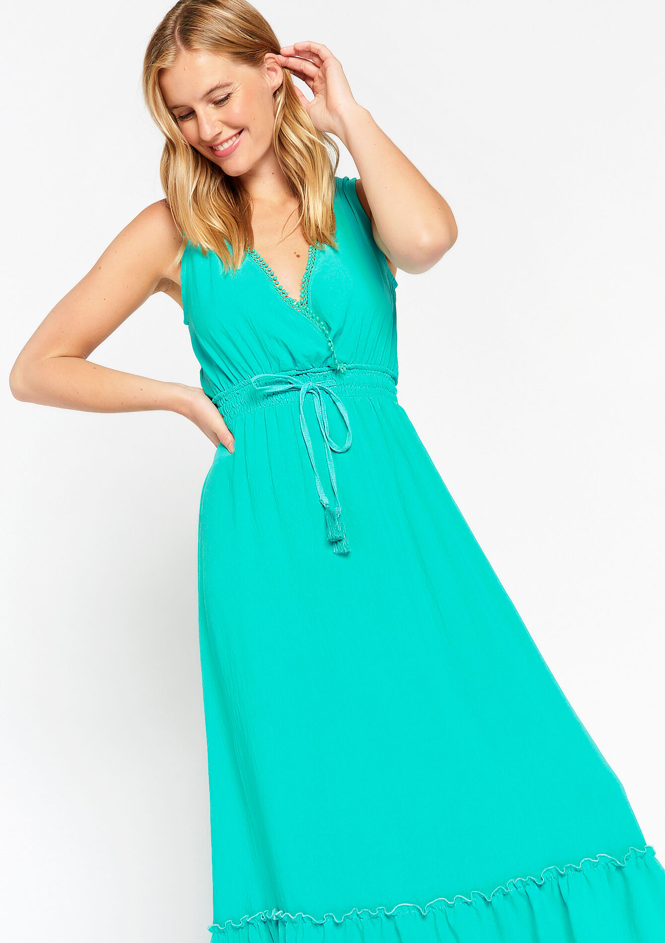 Gekreukte maxi-jurk, Gekreukte maxi-jurk - GREEN LAGOON - 08602052_5252