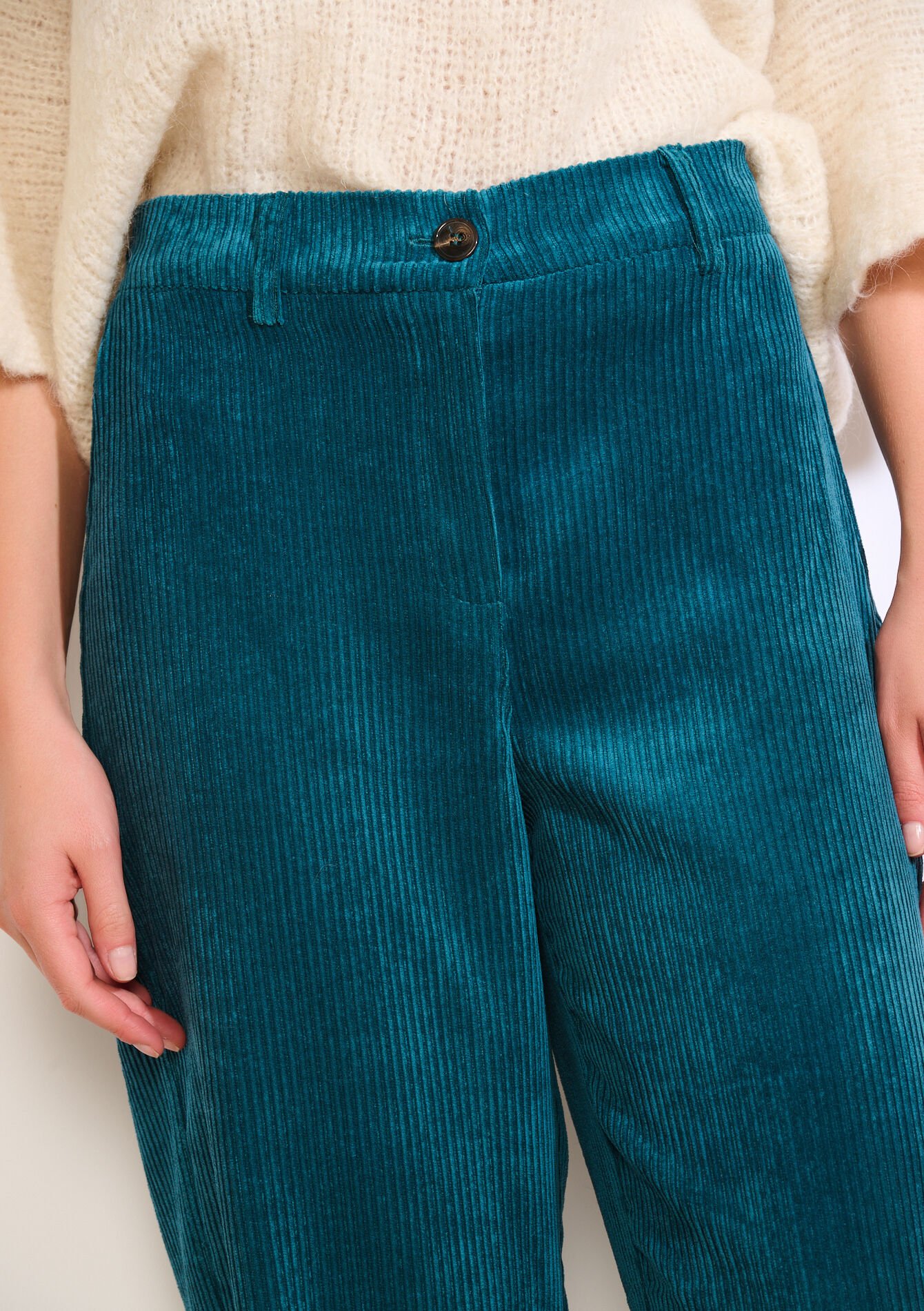 Corduroy broek met elastiek - EMERALD - 06100746_1740