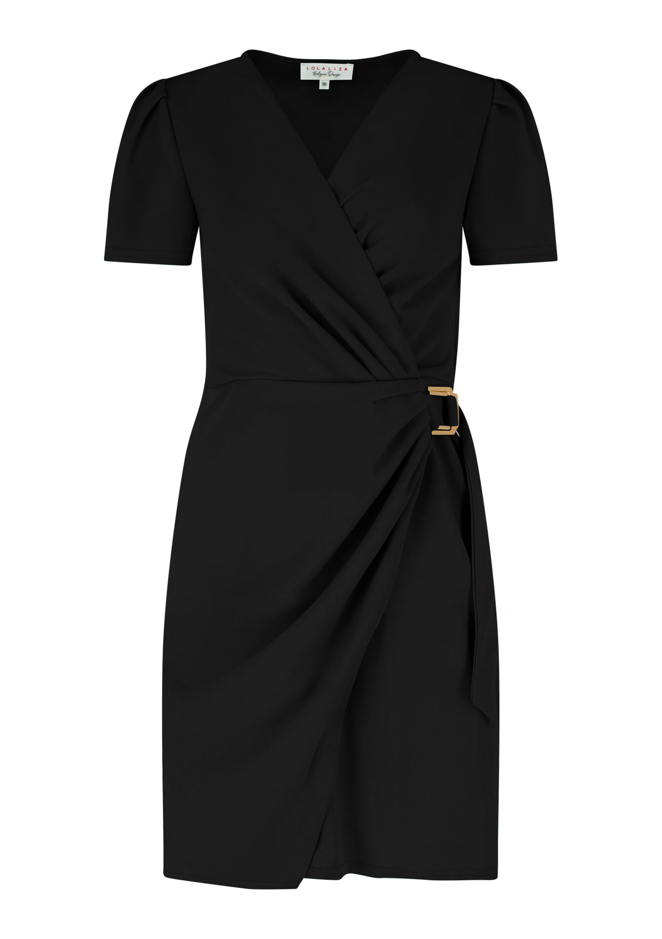 Robe cache-coeur courte, Robe cache-coeur courte - BLACK - 08102971_1119