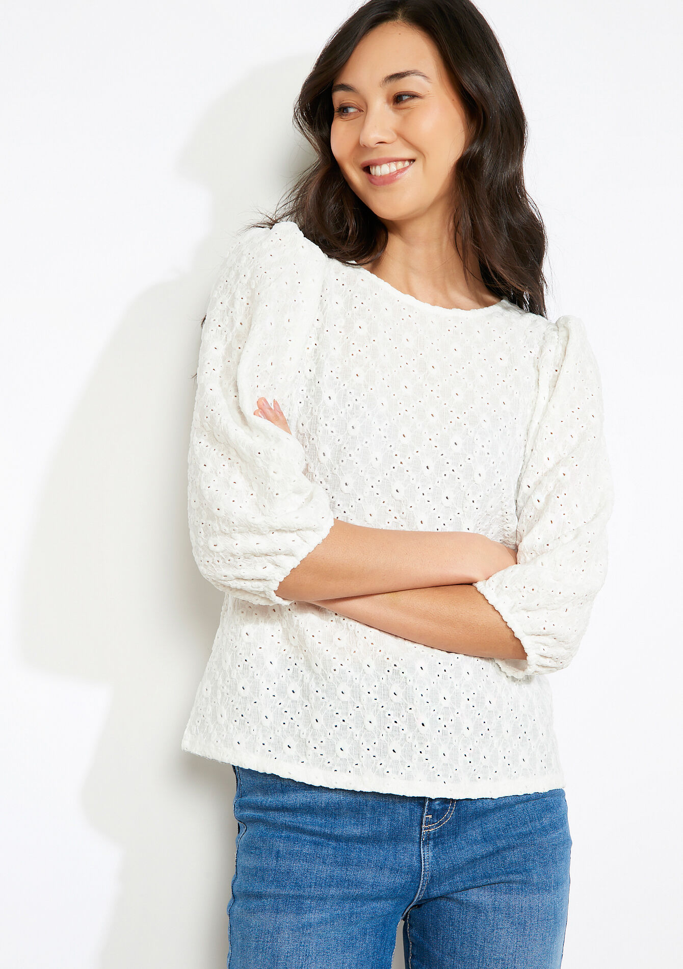 Broderie anglaise blouse - OFFWHITE - 02302005