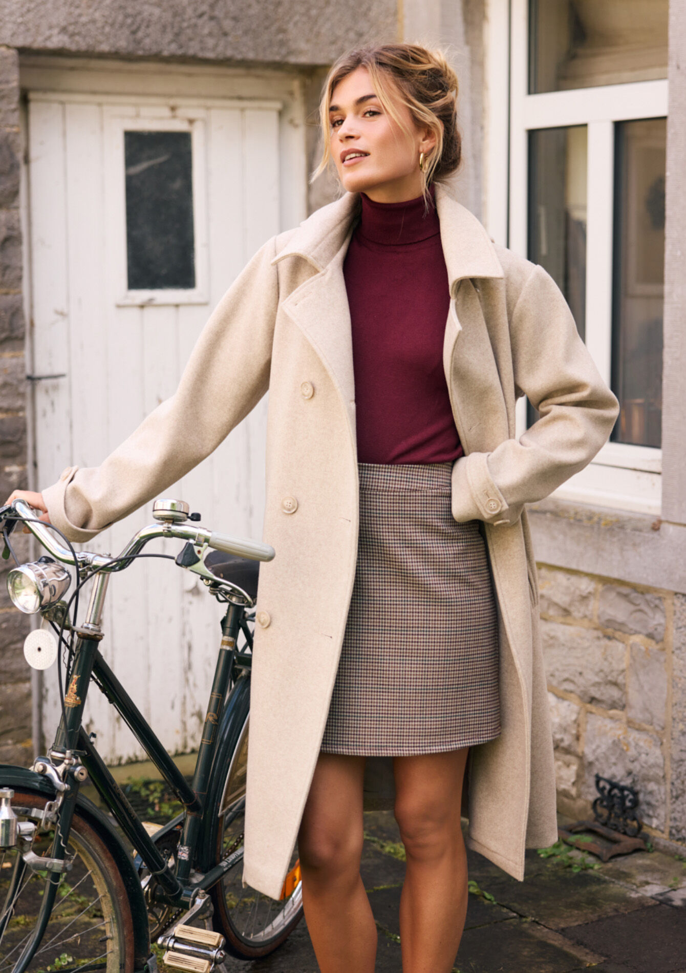 Manteau long ceinturé, , back