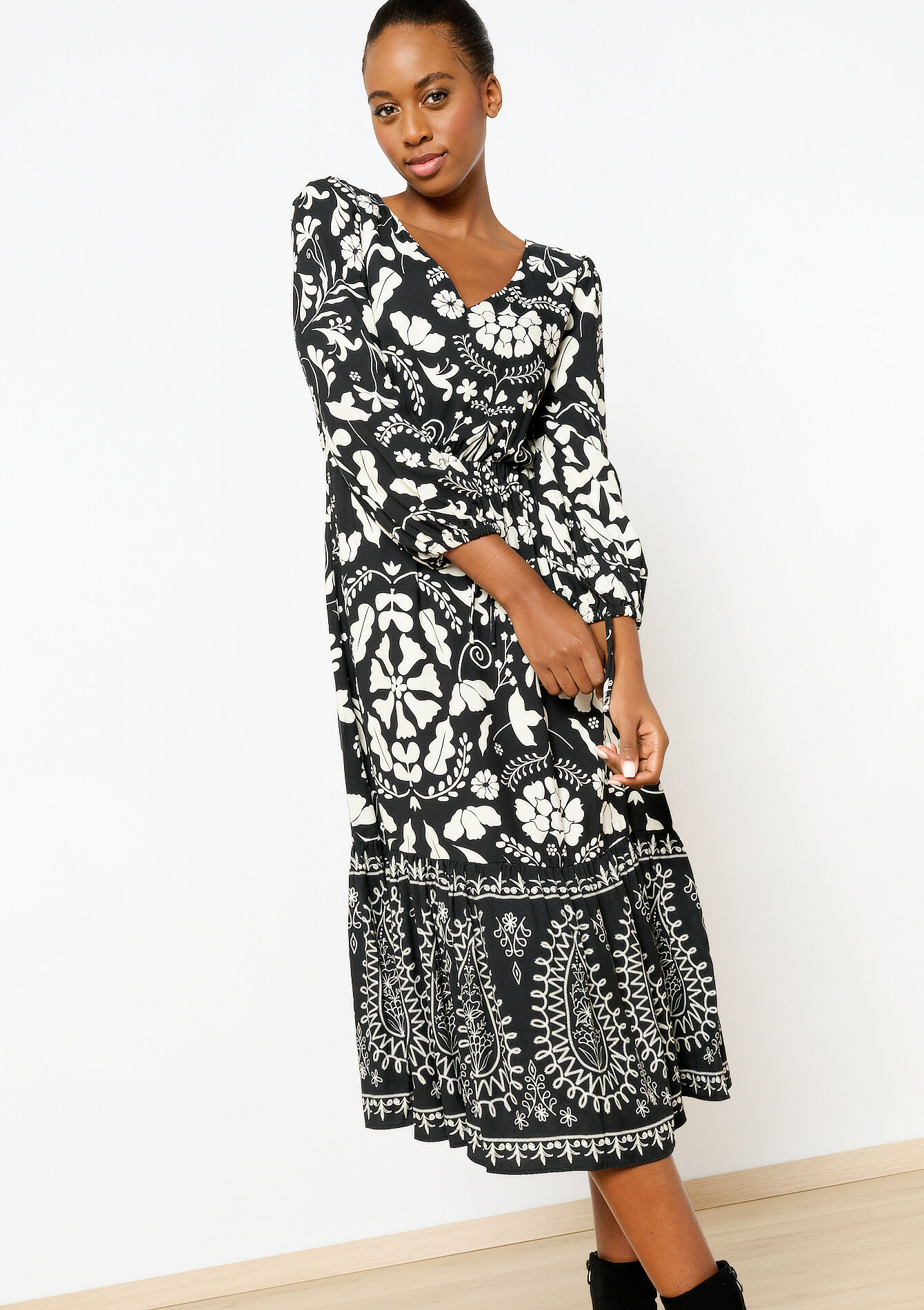 Maxi-jurk met print, Maxi-jurk met print - BLACK - 08602231_1119