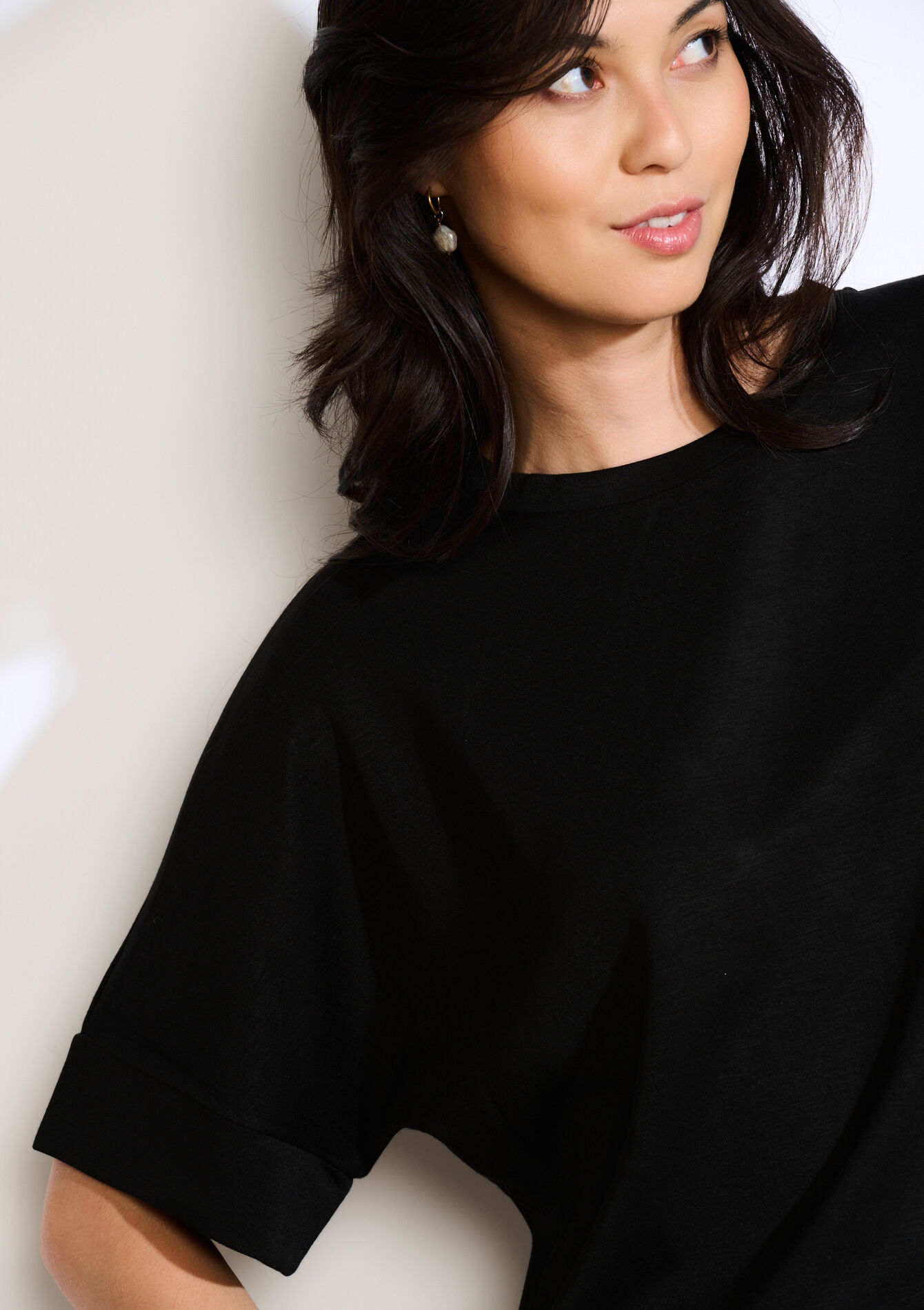 T-shirt ample en jersey, T-shirt ample en jersey - BLACK - 15100383_1119