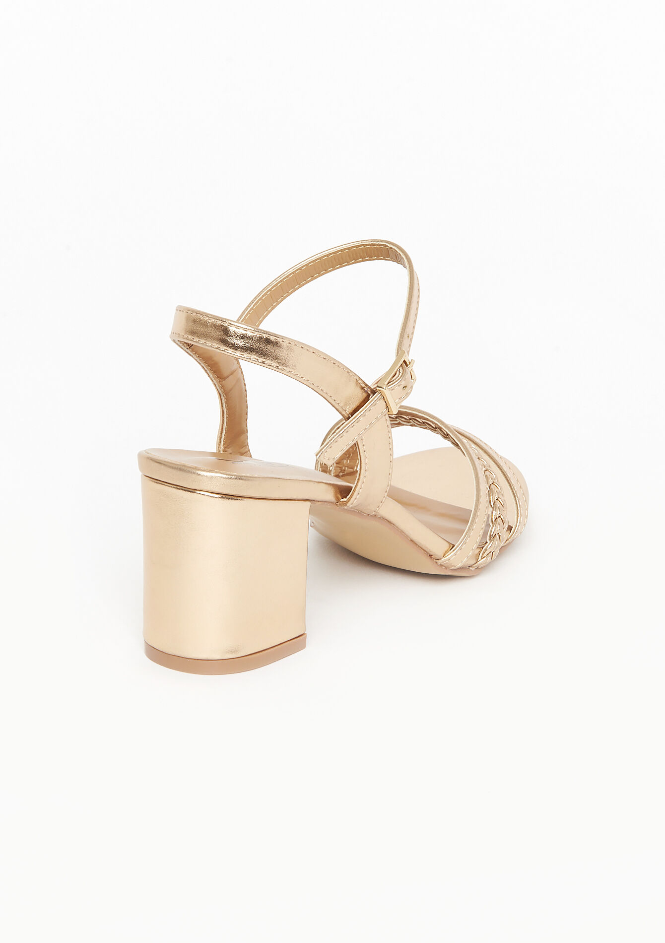 Sandals with square heel - GOLD CHAMPAGNE - 13000662_1126
