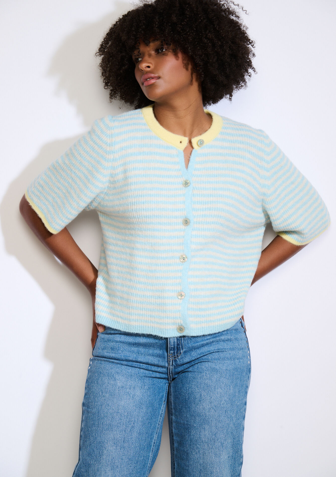 Delicate striped cardigan, Delicate striped cardigan - LT BLUE - 04101336_2519