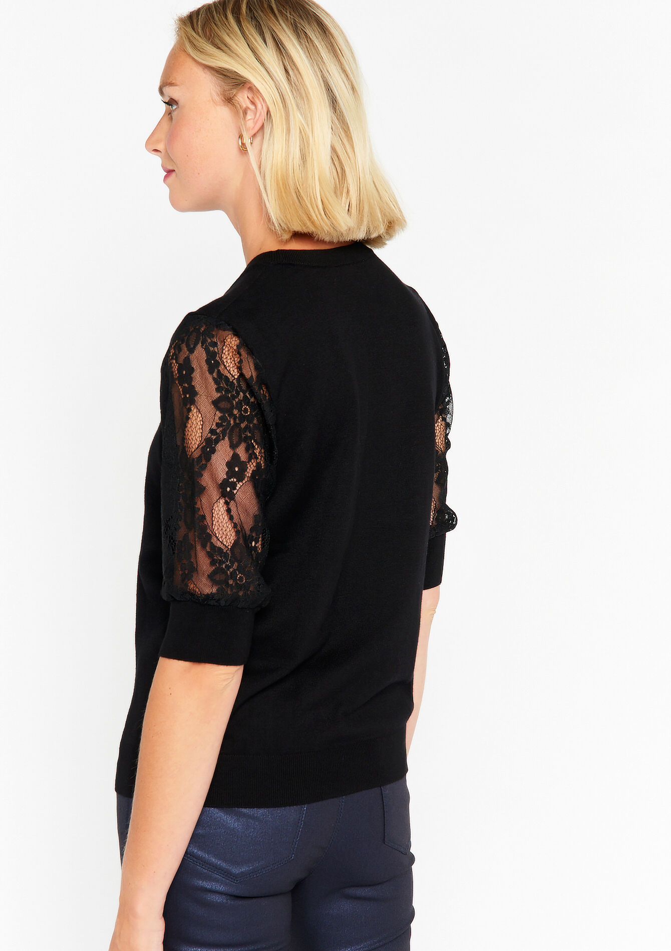 Trui met kant, Trui met kant - BLACK - 04006137_1119