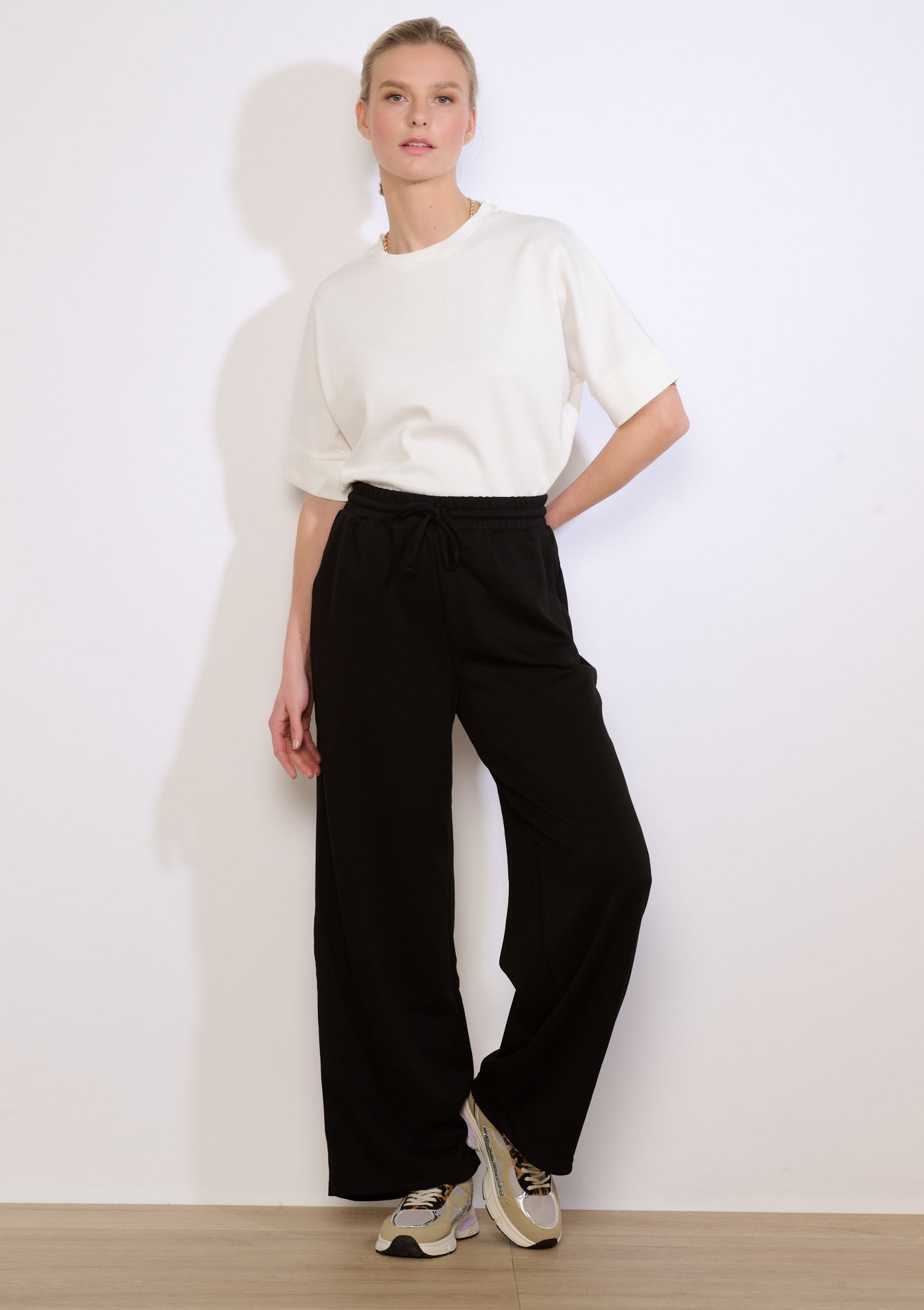 Wijde joggingbroek van modal - BLACK - 15100405_1119