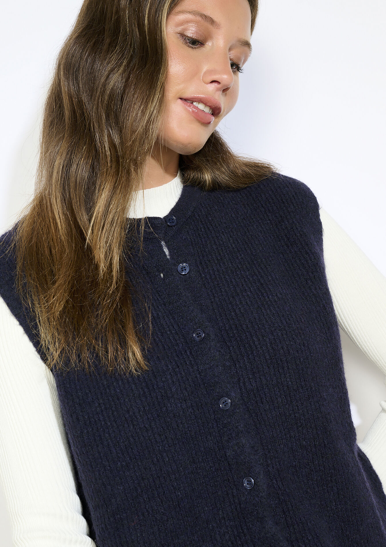 Zachte mouwloze gilet, Zachte mouwloze gilet - NAVY BASIC - 04101334_2723