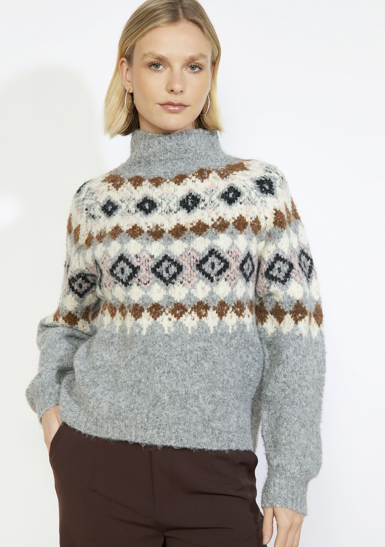 Jacquard coltrui - GREY MED MEL - 04007143_3507