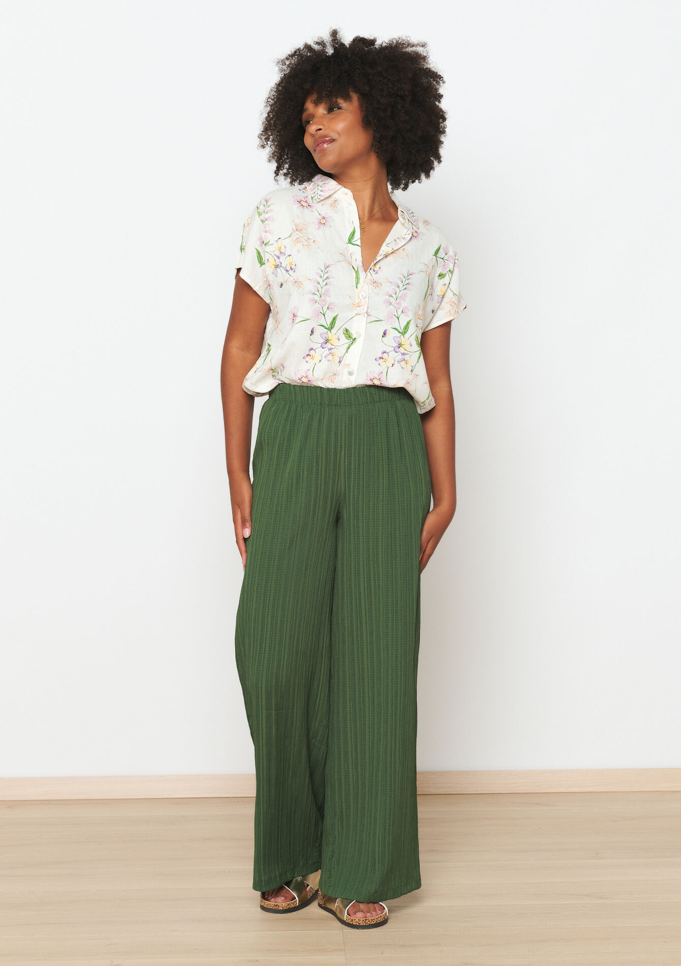 Broek met plissé, Broek met plissé - KHAKI REAL - 06600829_4301