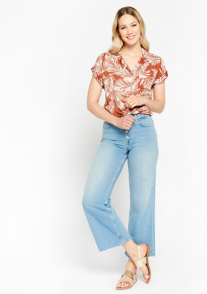 7/8 jeans with high waist - BLUE BLEACHED - 22000354_0502
