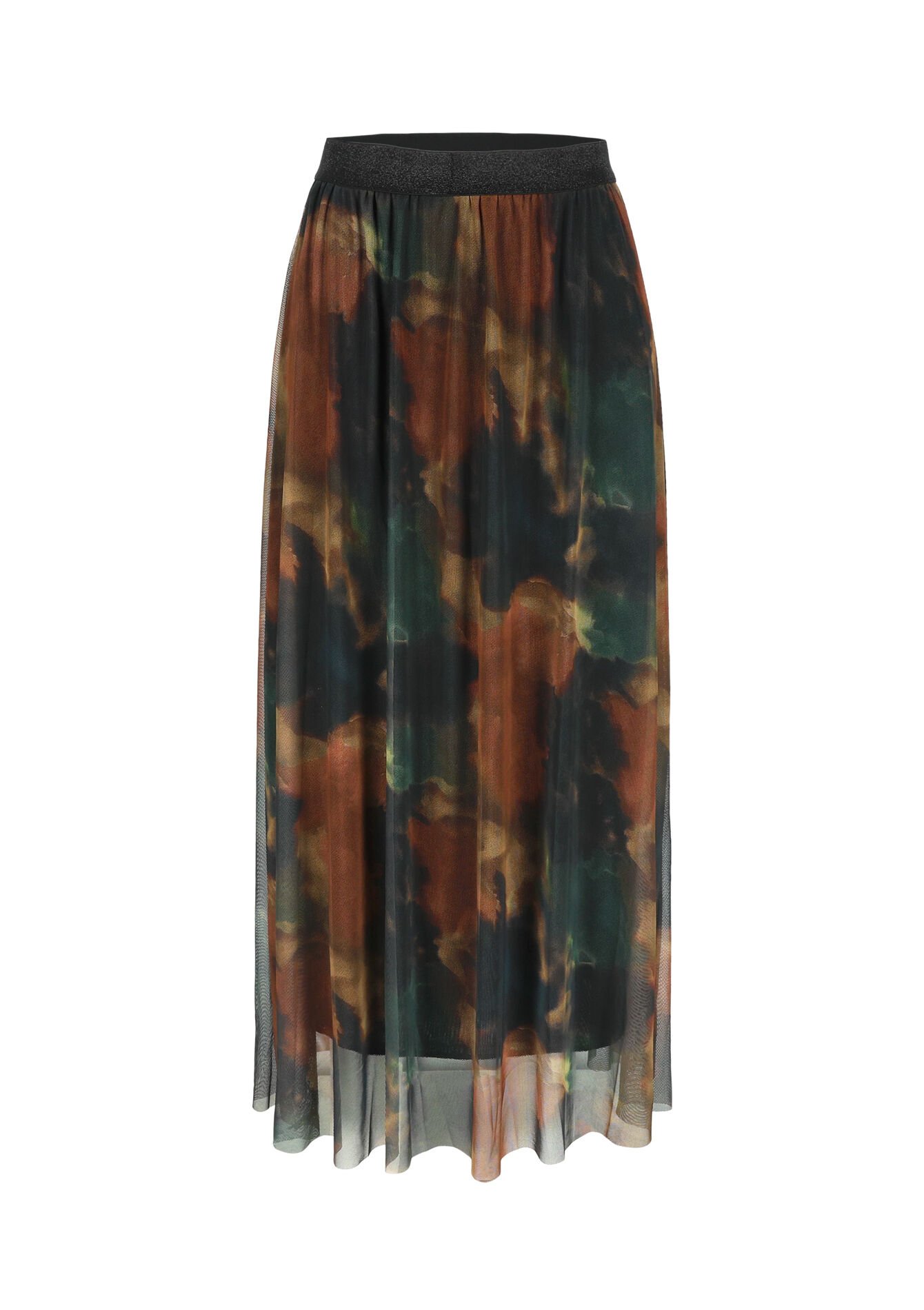 Mesh skirt with blurry print, Mesh skirt with blurry print - CARAMEL - 07101299_1953