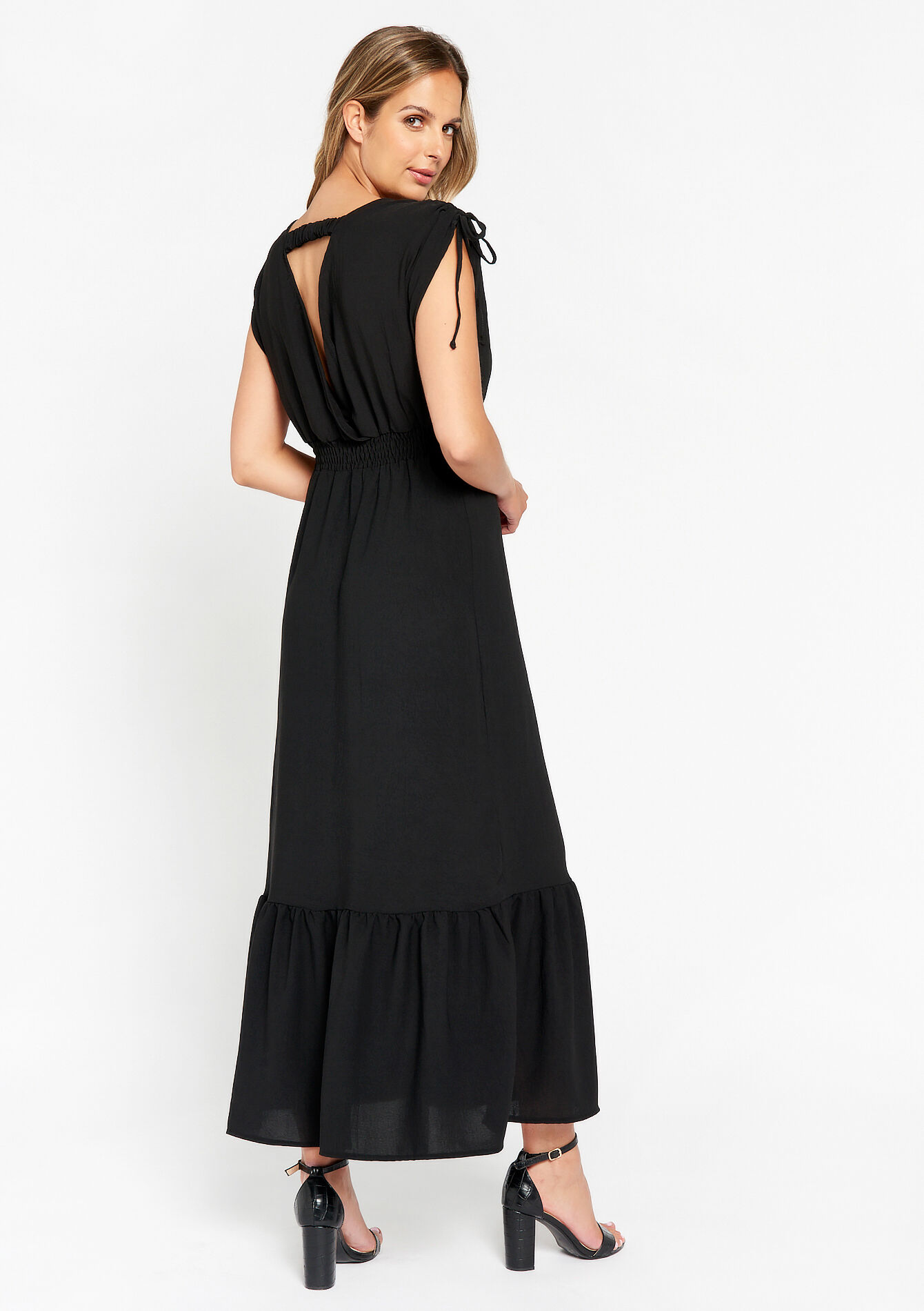 Robe longue à volants, Robe longue à volants - BLACK - 08602099