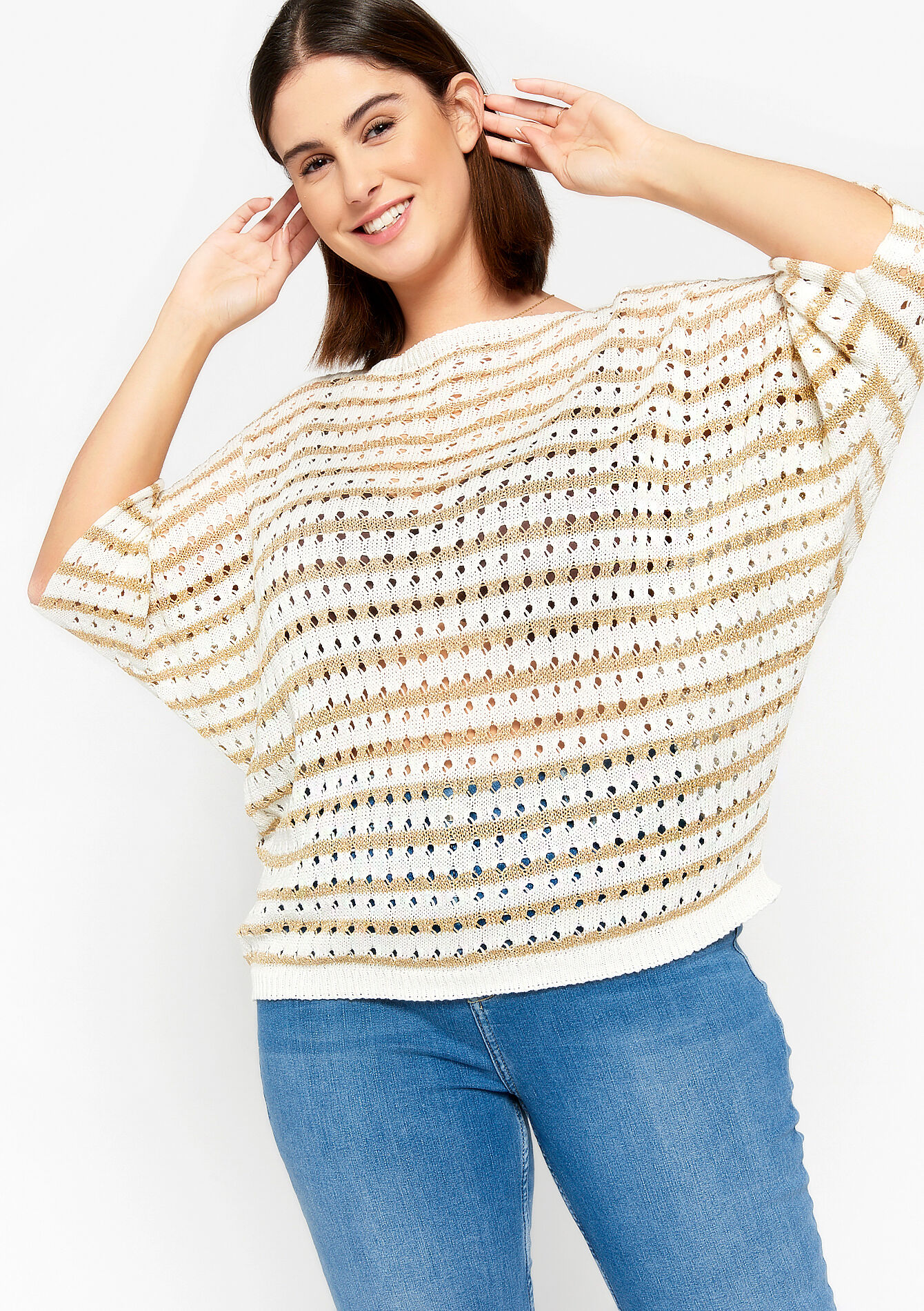 Pullover macramé, Pullover macramé - LT BEIGE - 04006116_2527