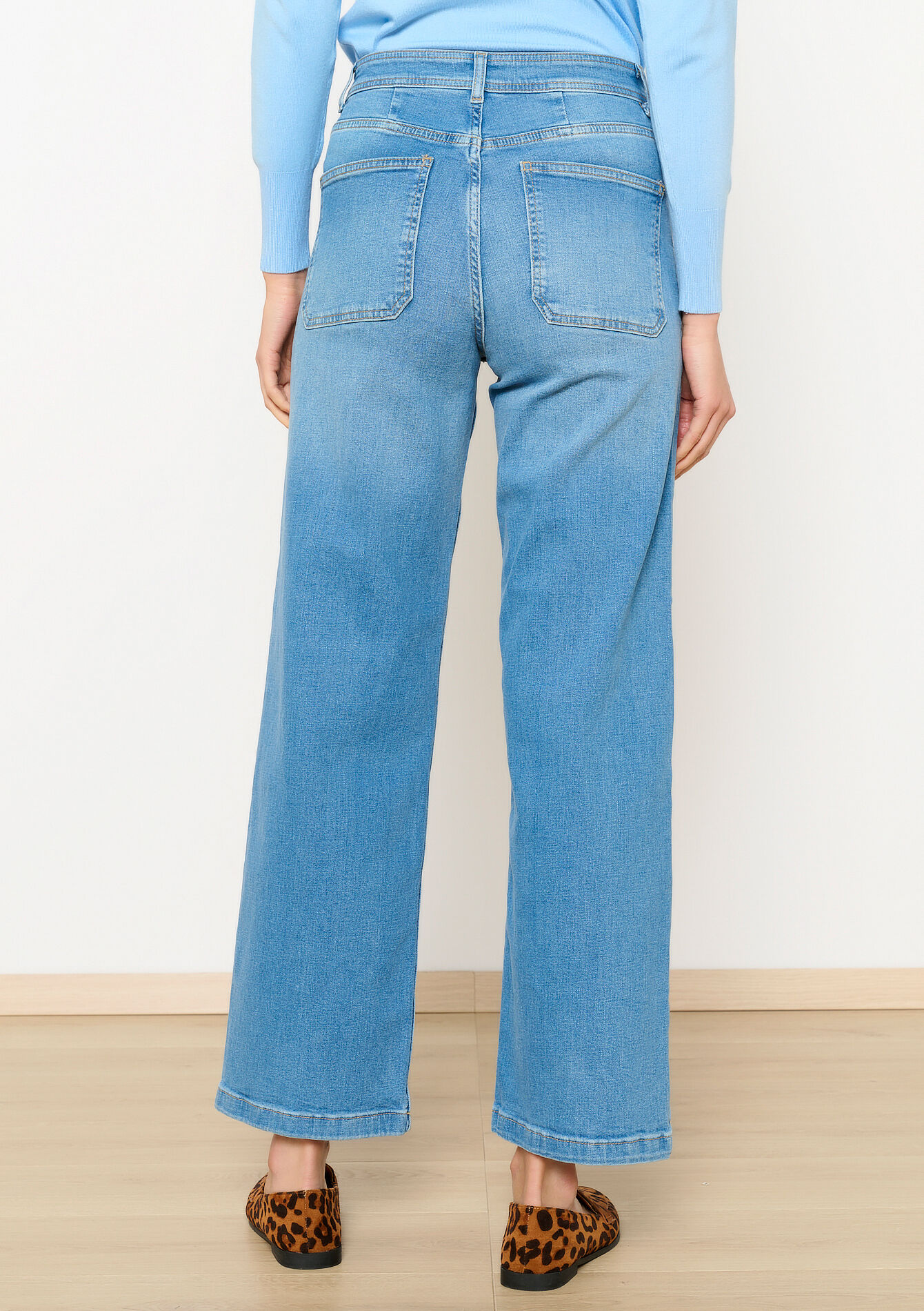 Jean évasé taille haute, Jean évasé taille haute - MEDIUM BLUE - 22000581_0500