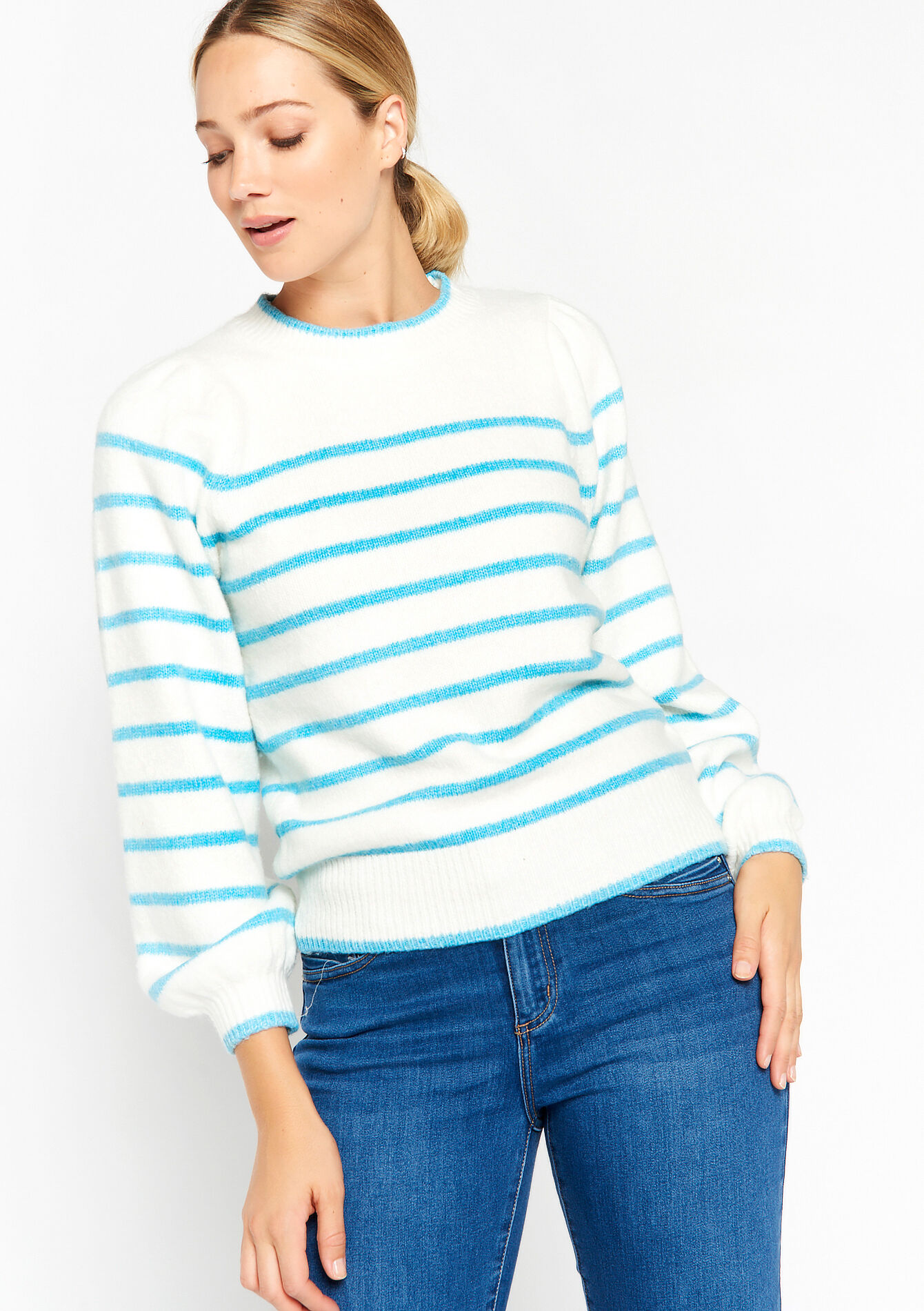 Pullover à rayures, Pullover à rayures - OFFWHITE - 04006153_1001