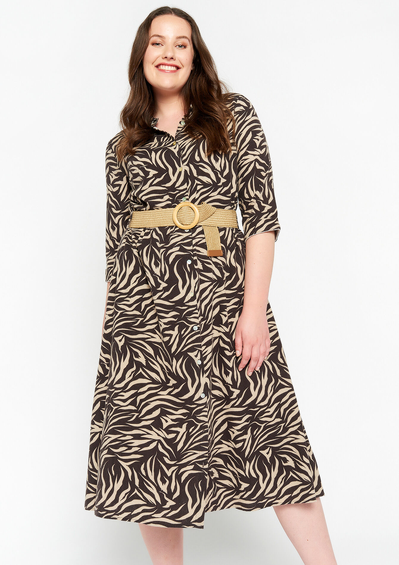 Hemdjurk met zebraprint, Hemdjurk met zebraprint - LT BEIGE - 08601824_2527