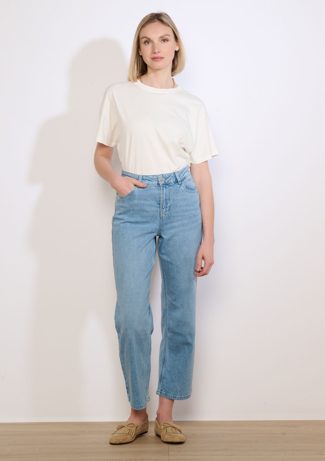 7/8 jeans met hoge taille, , back