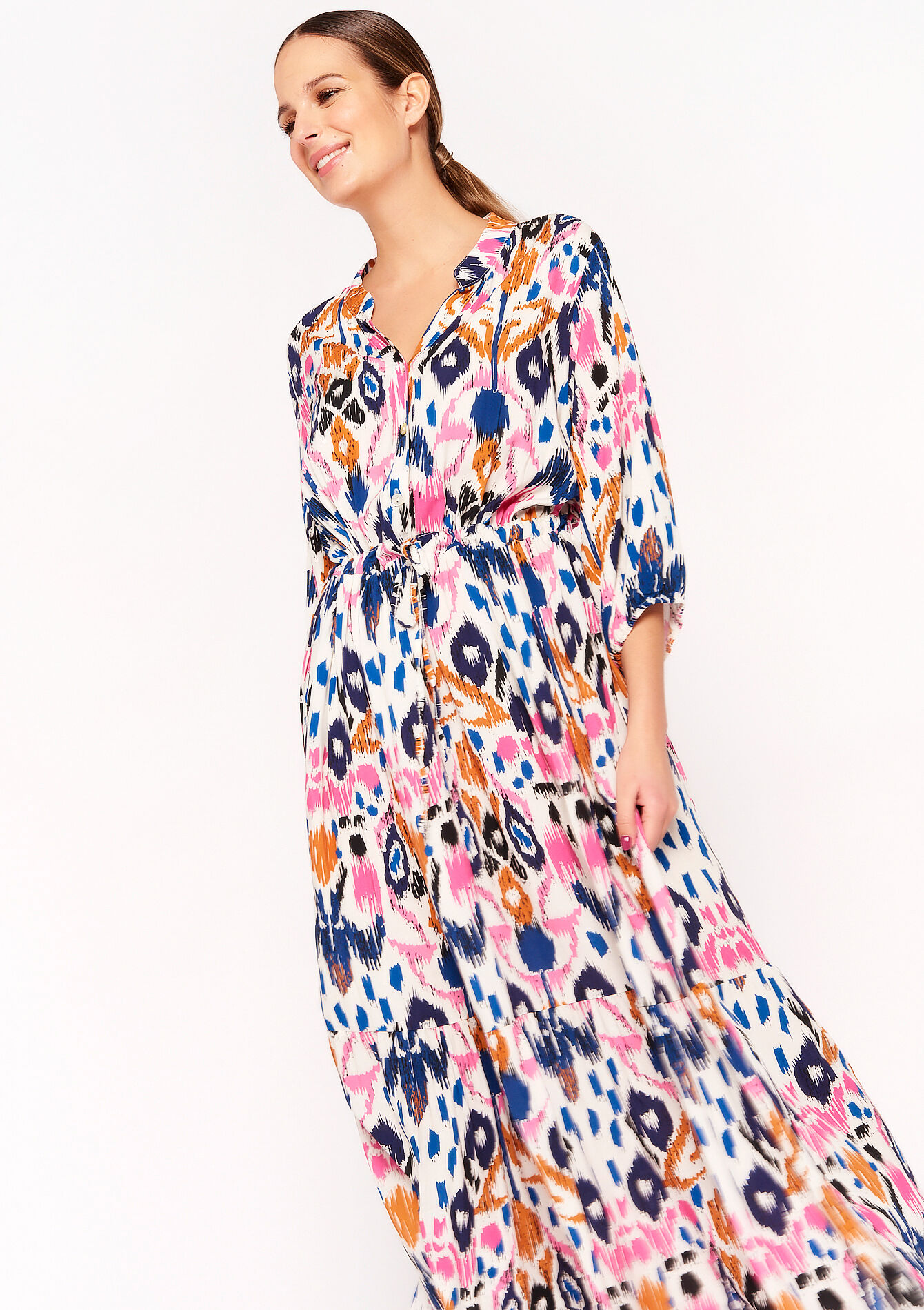 Maxi-jurk met ikatprint, Maxi-jurk met ikatprint - NAVY BASIC - 08601925_2723