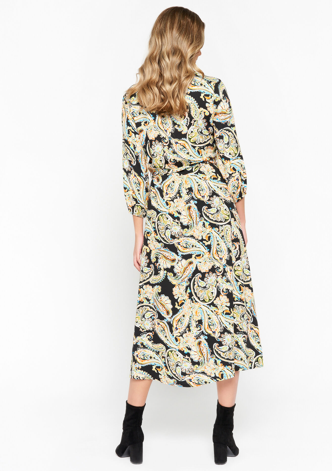 Shirt dress with paisley print, Shirt dress with paisley print - BLACK - 08601868_1119